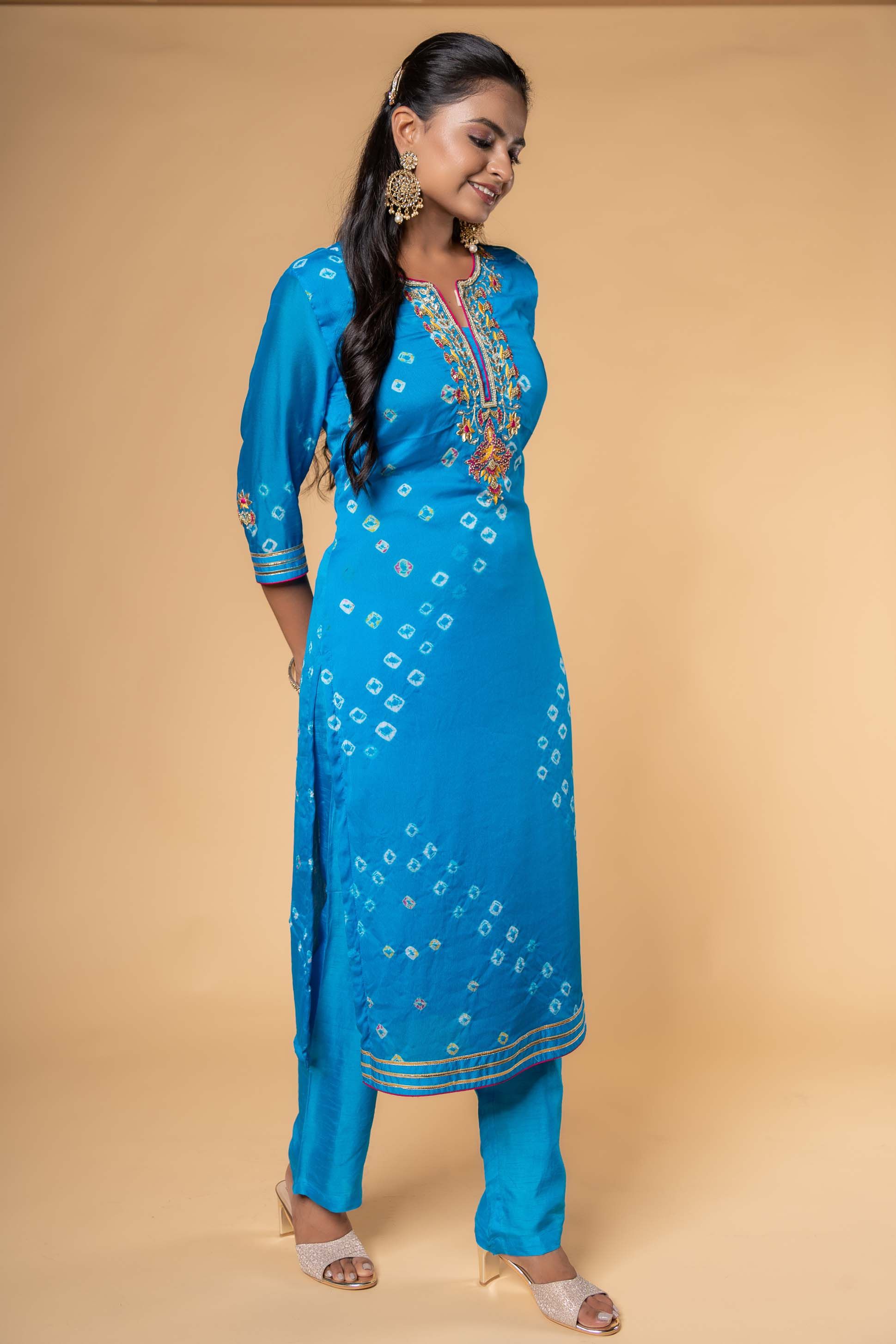 Blue Hand Embroidery Kurta 