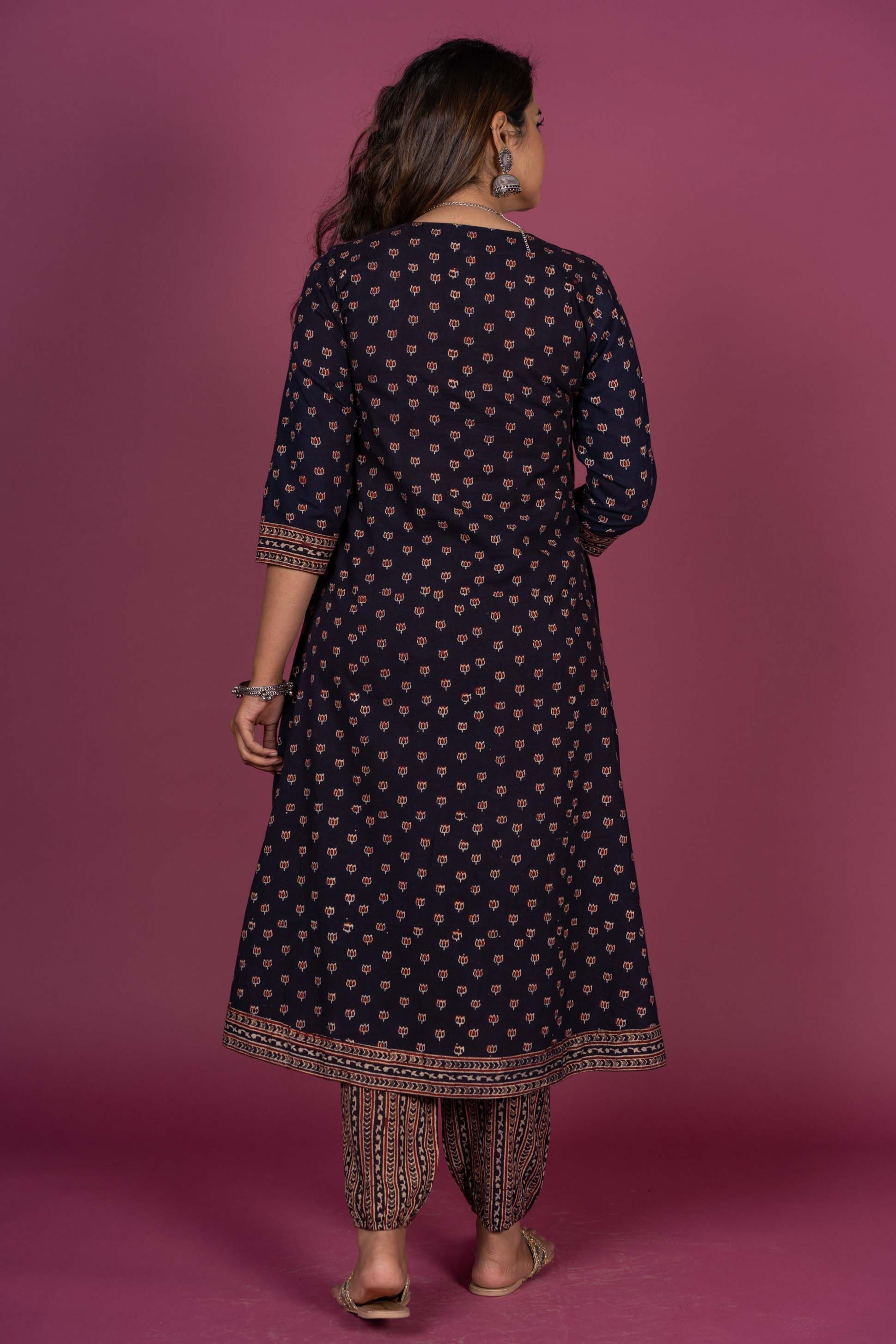 Black Ajrakh Block Printed Kurta 