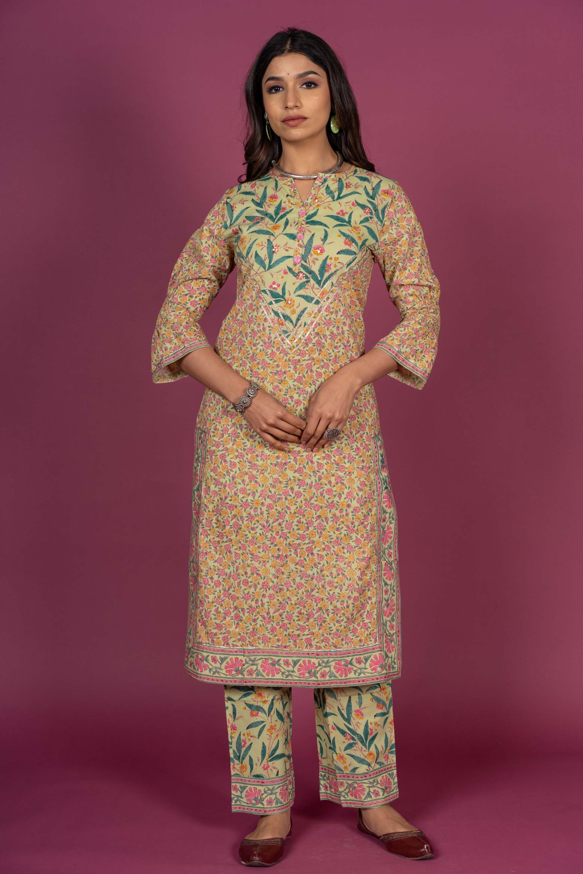 Meadow Green Block Printed Kurta 