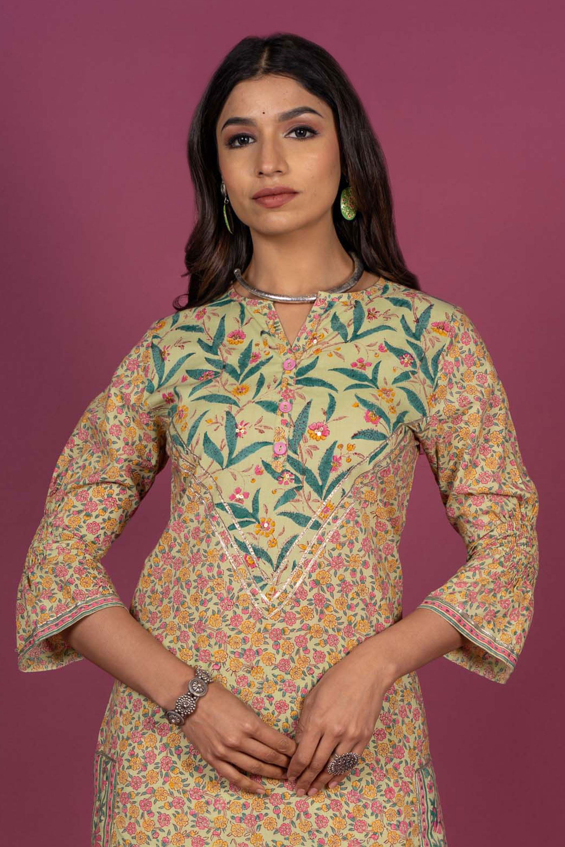 Meadow Green Block Printed Kurta 