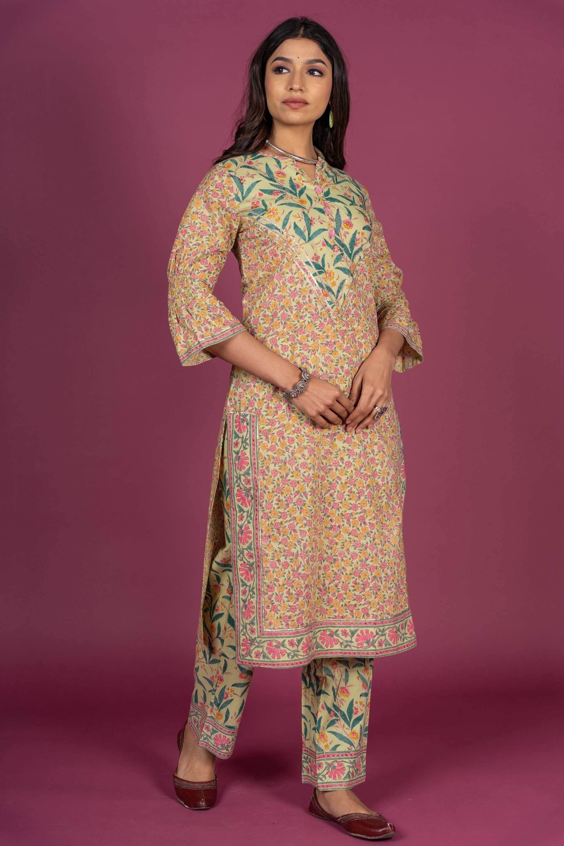 Meadow Green Block Printed Kurta 