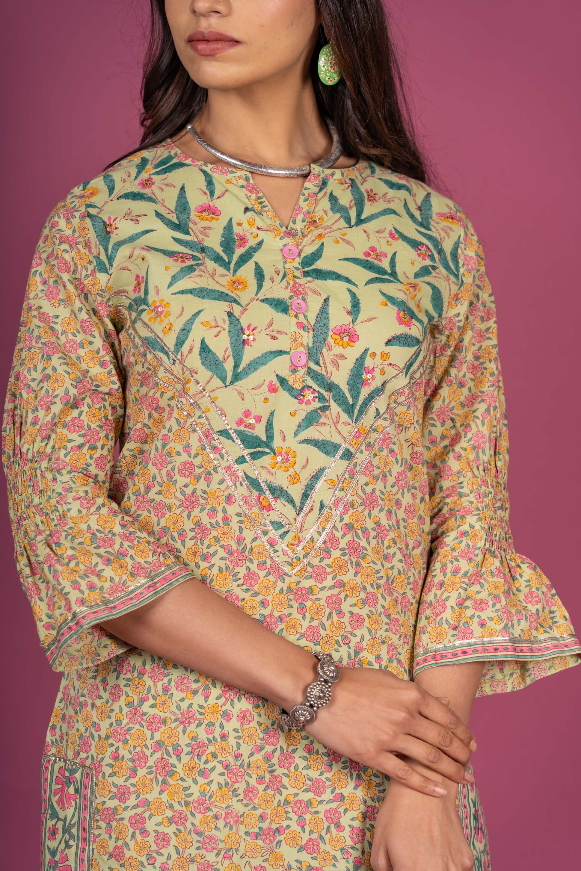 Meadow Green Block Printed Kurta 