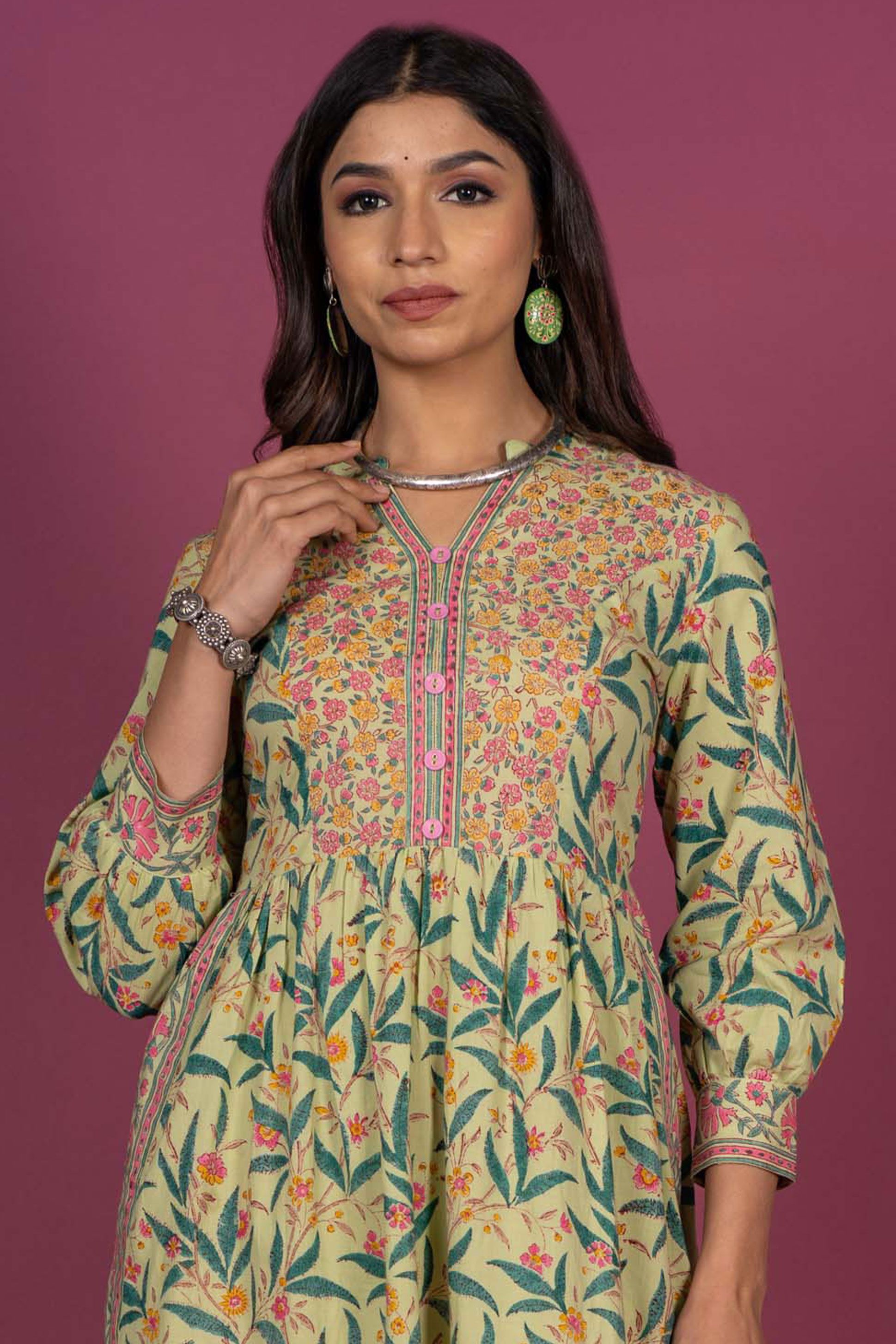 Summer Green Block Printed Kurta 