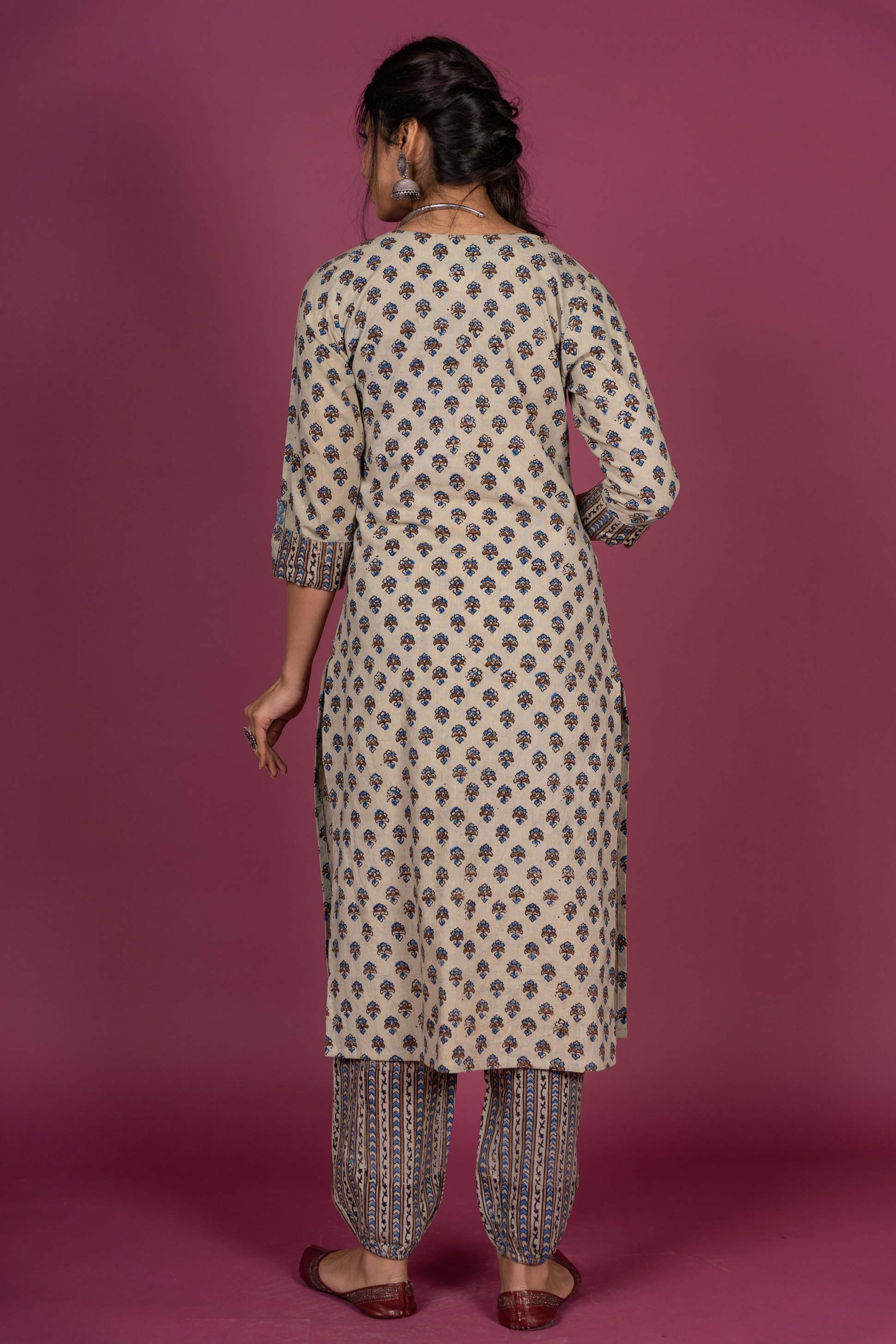 Sandshell Ajrakh Block Printed Kurta 