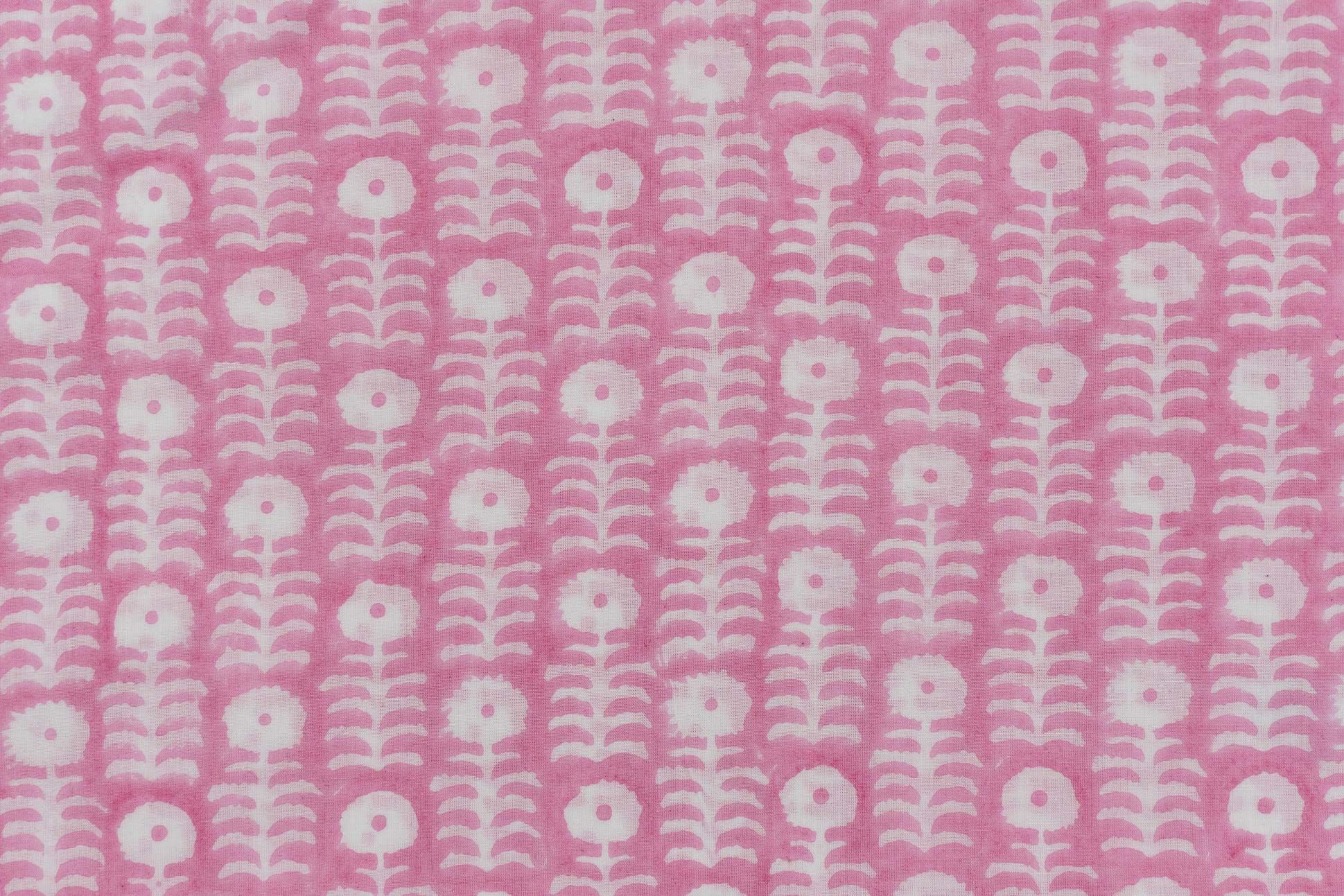 Sachet Pink Hand Block Printed Cotton Fabric