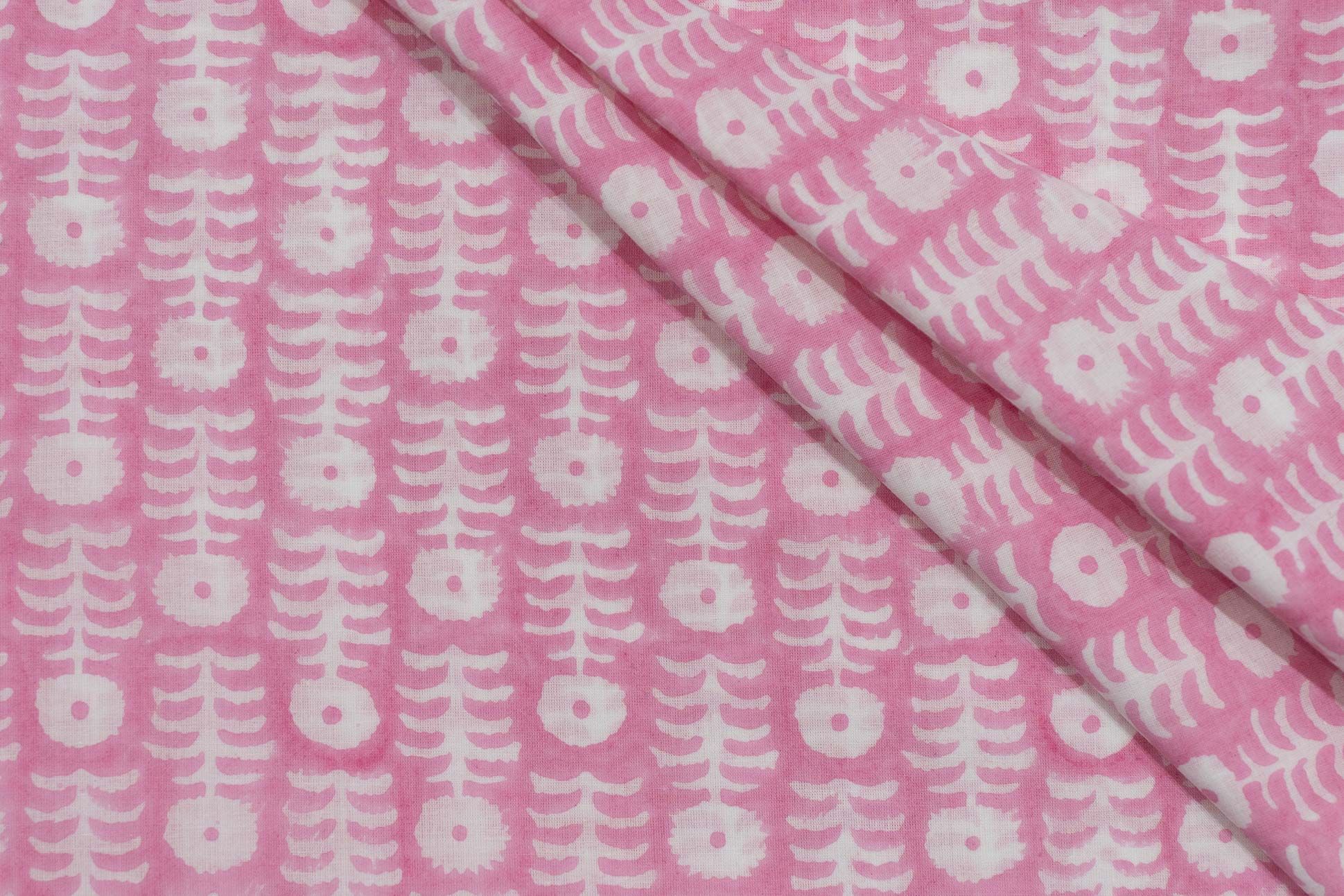 Sachet Pink Hand Block Printed Cotton Fabric