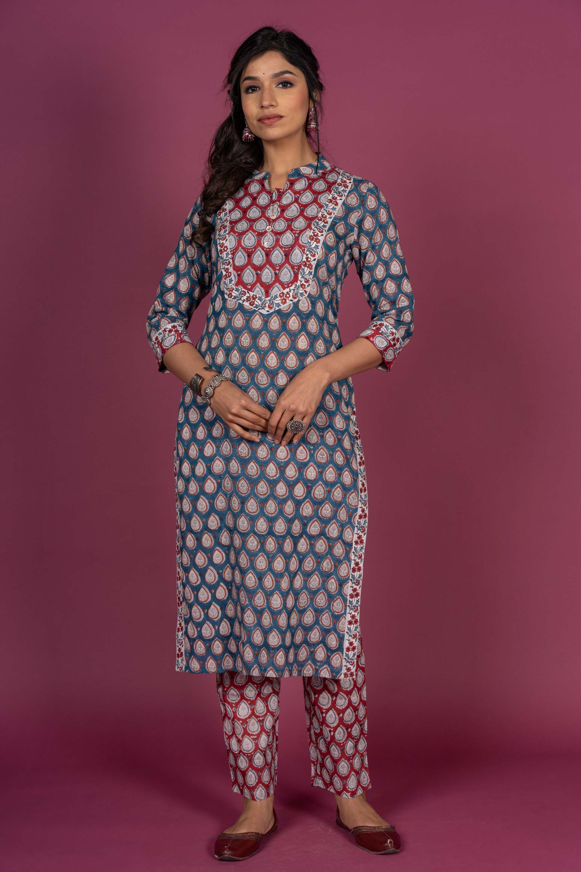 Blue Moon Block Printed Kurta Set