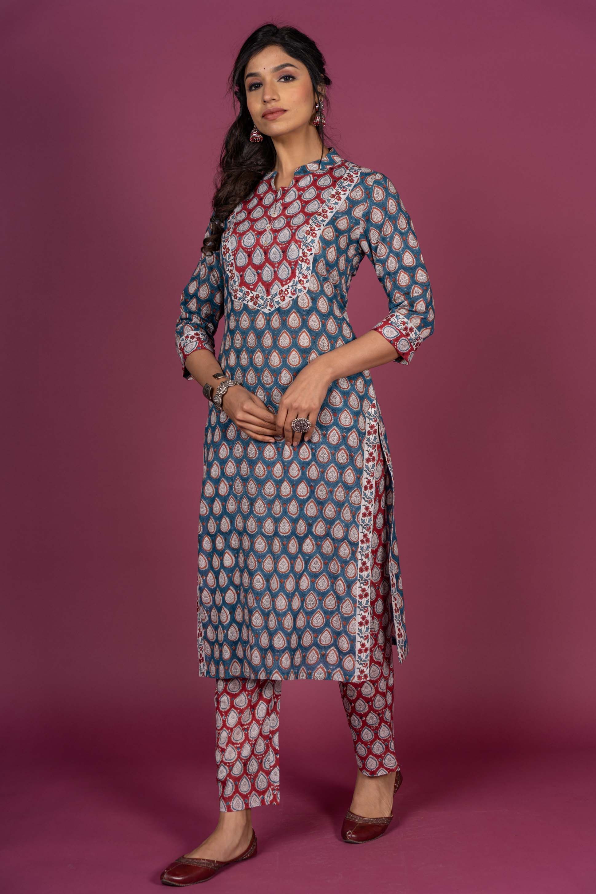 Blue Moon Block Printed Kurta Set