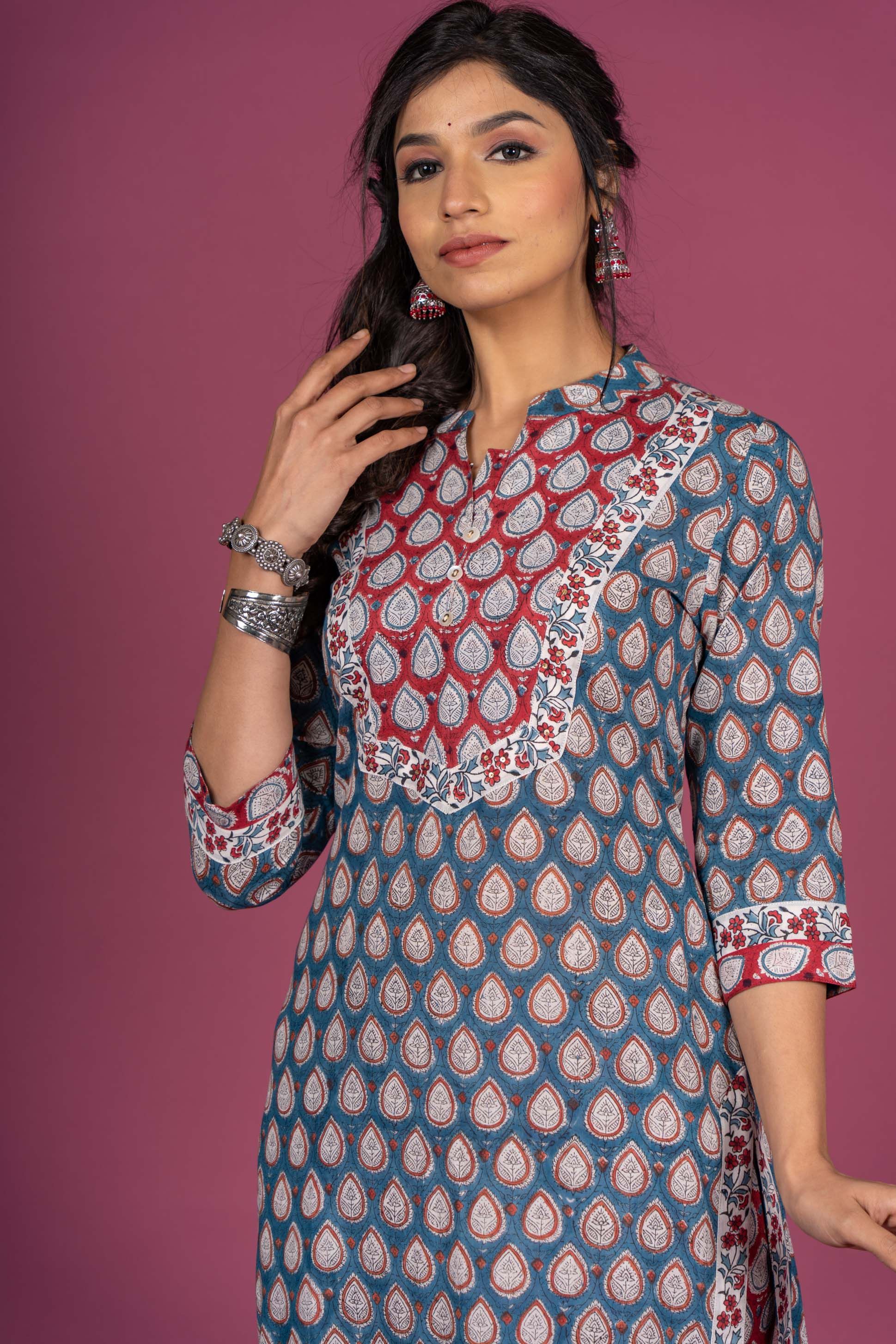 Blue Moon Block Printed Kurta Set