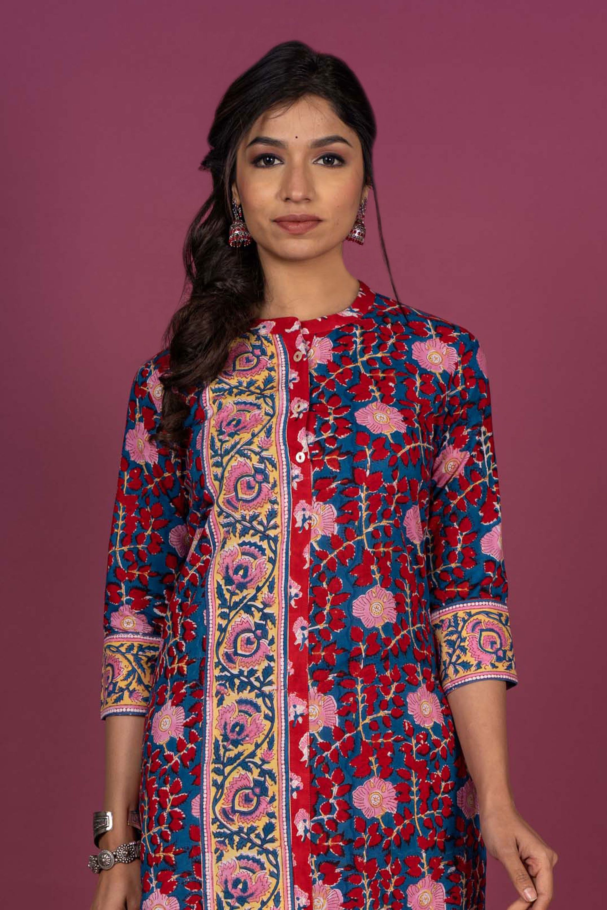 Bright Floral Block Printed Kurta