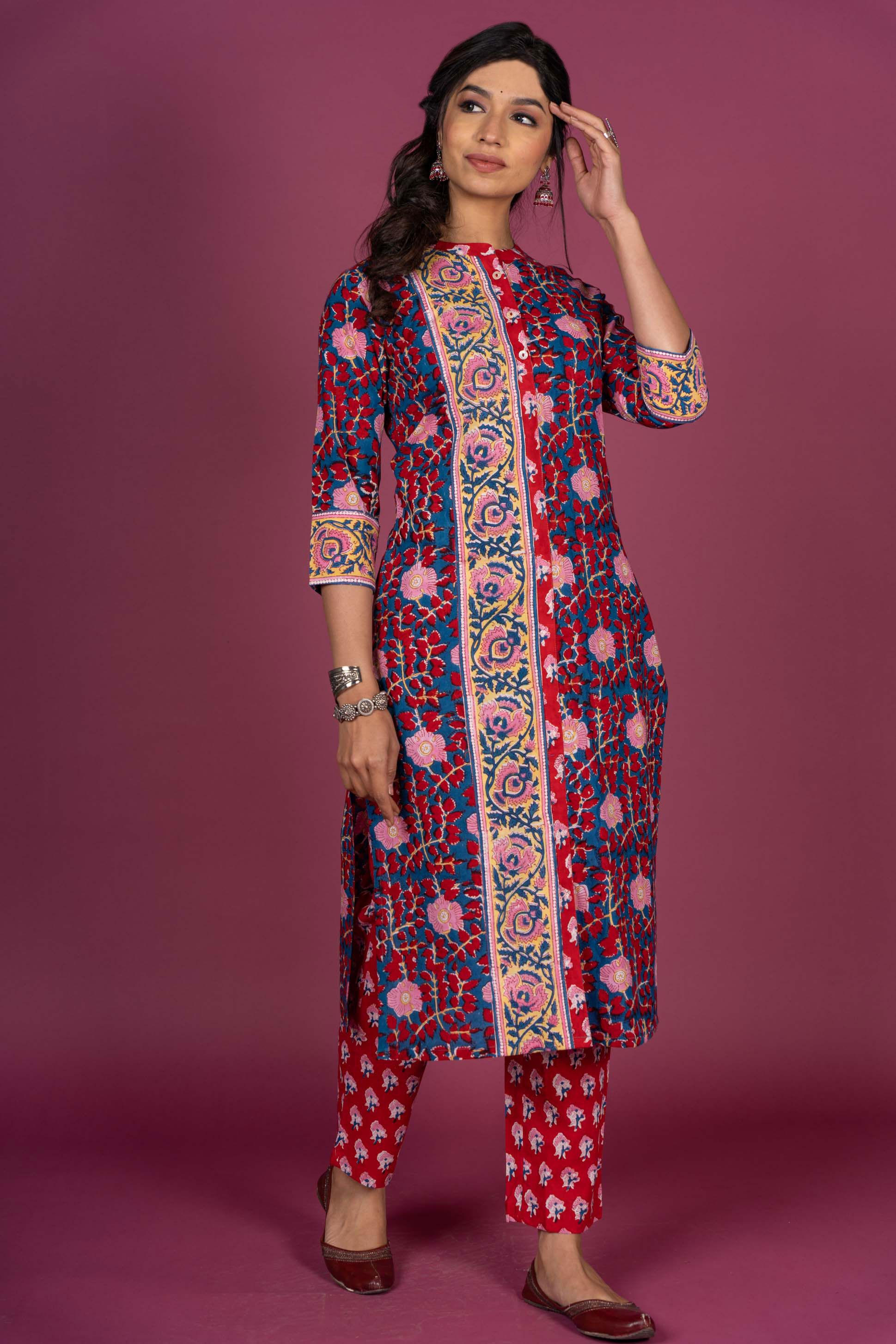 Bright Floral Block Printed Kurta