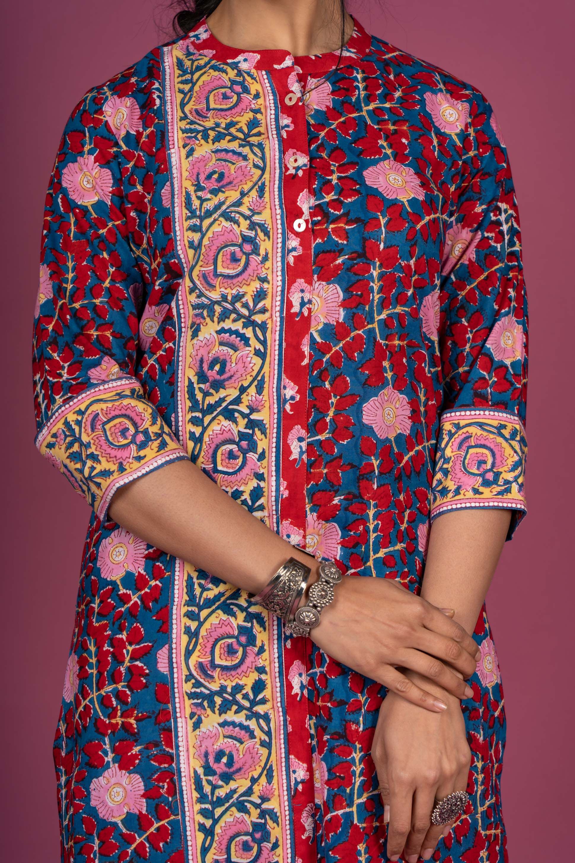 Bright Floral Block Printed Kurta