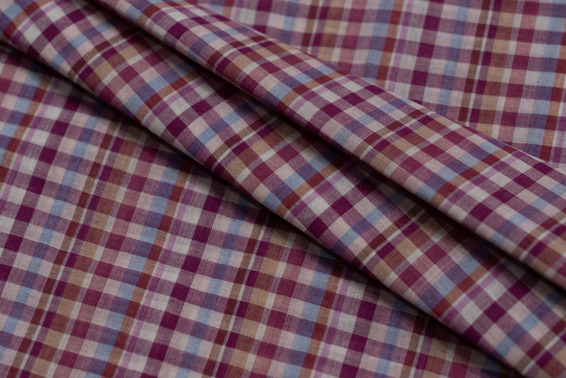 Multicolor Checks Handloom Khari Cotton Fabric