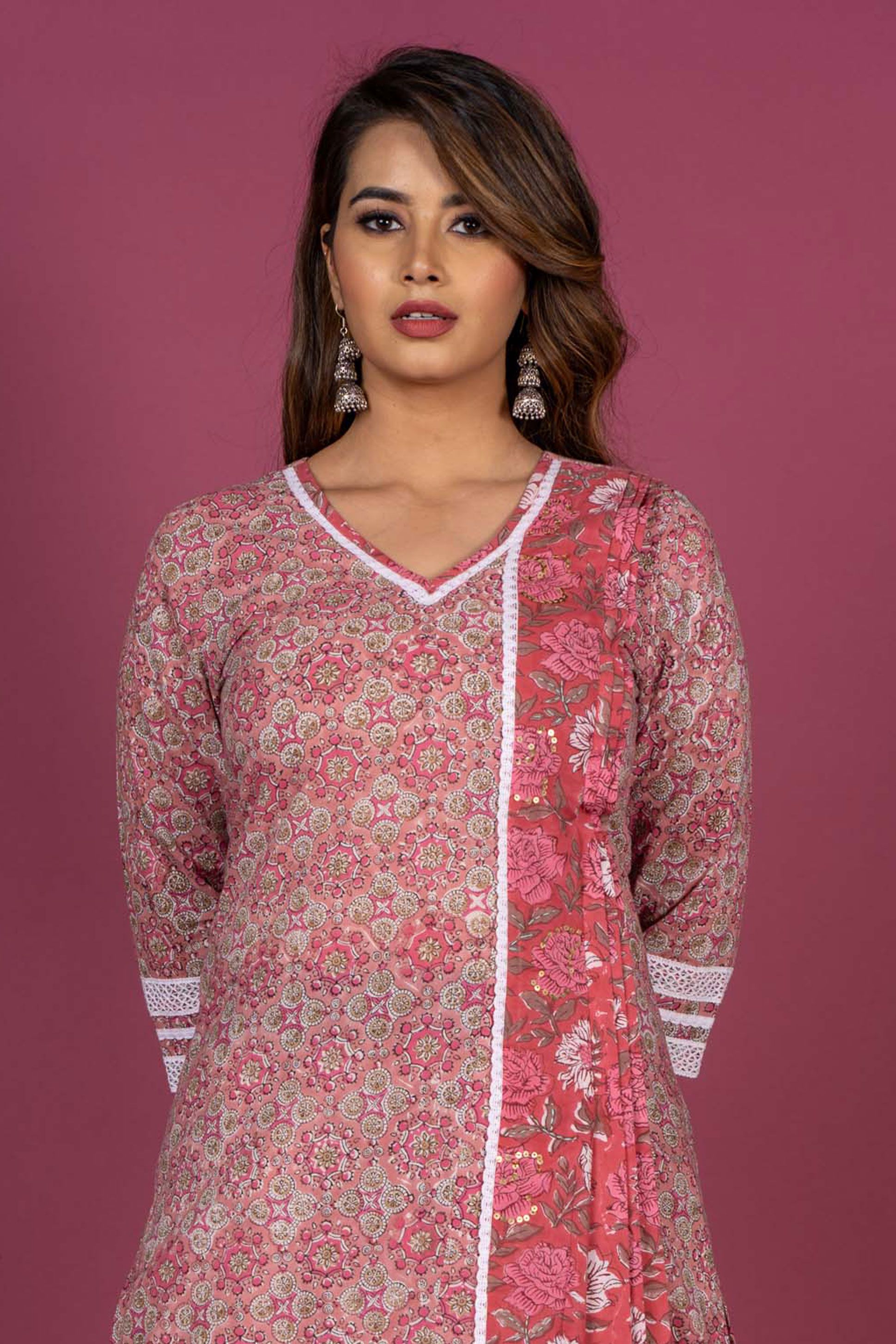 Rose Pink Block Printed Kurta 