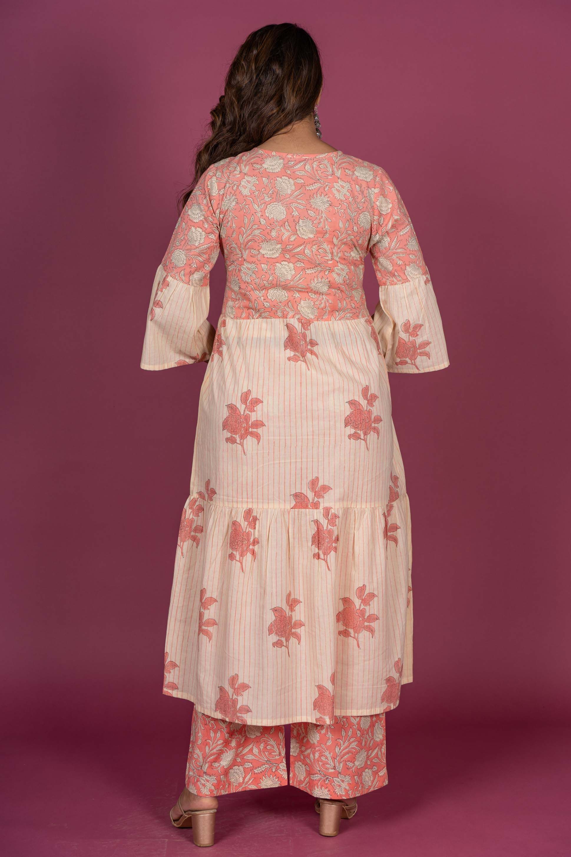 Butter Pink Block Printed Kurta 