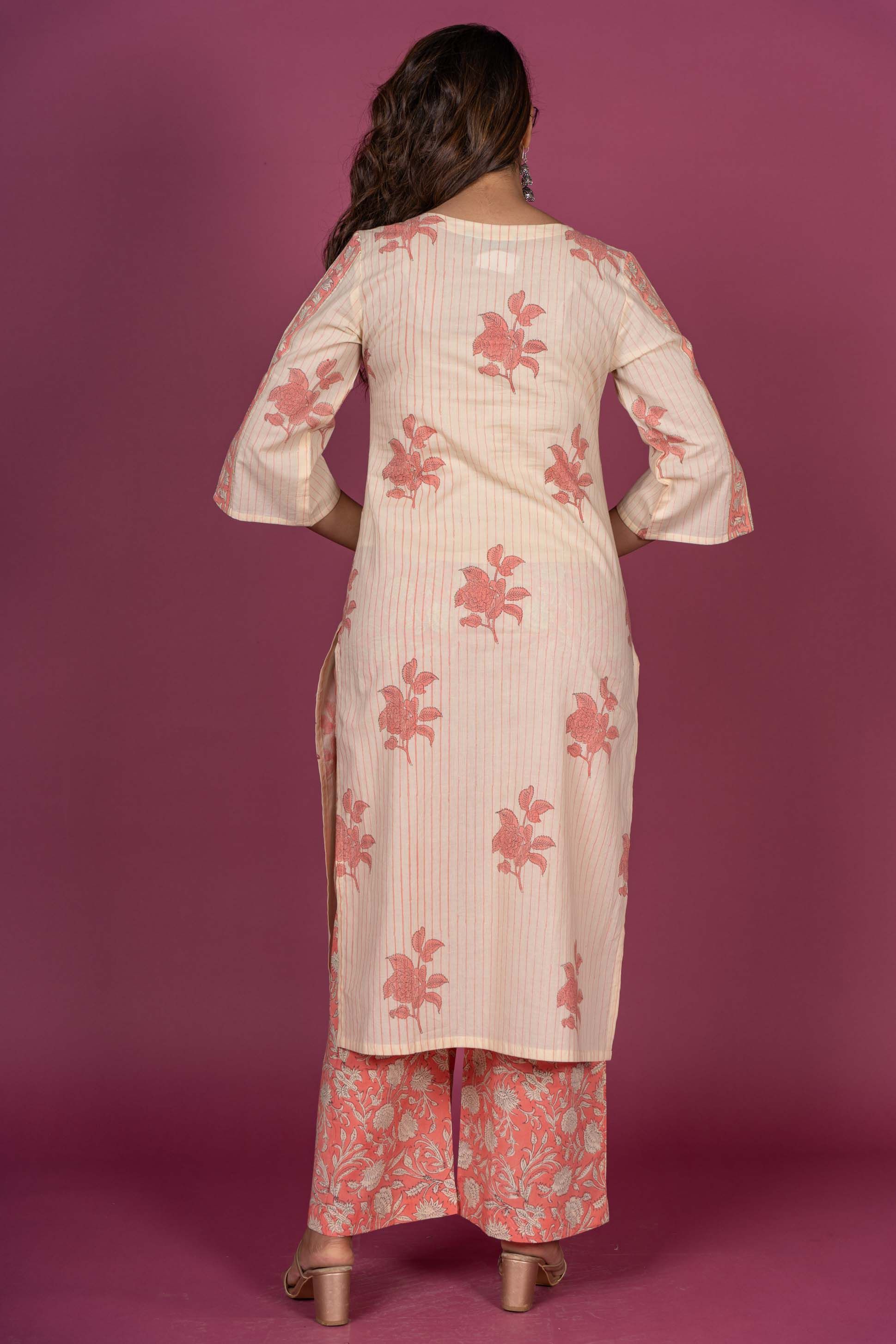 Summer Cream Block Printed Kurta 