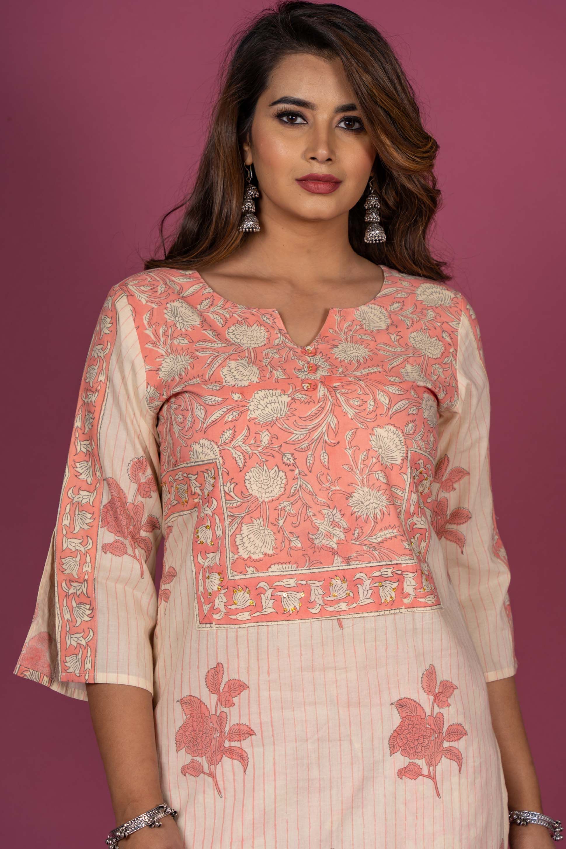 Summer Cream Block Printed Kurta 