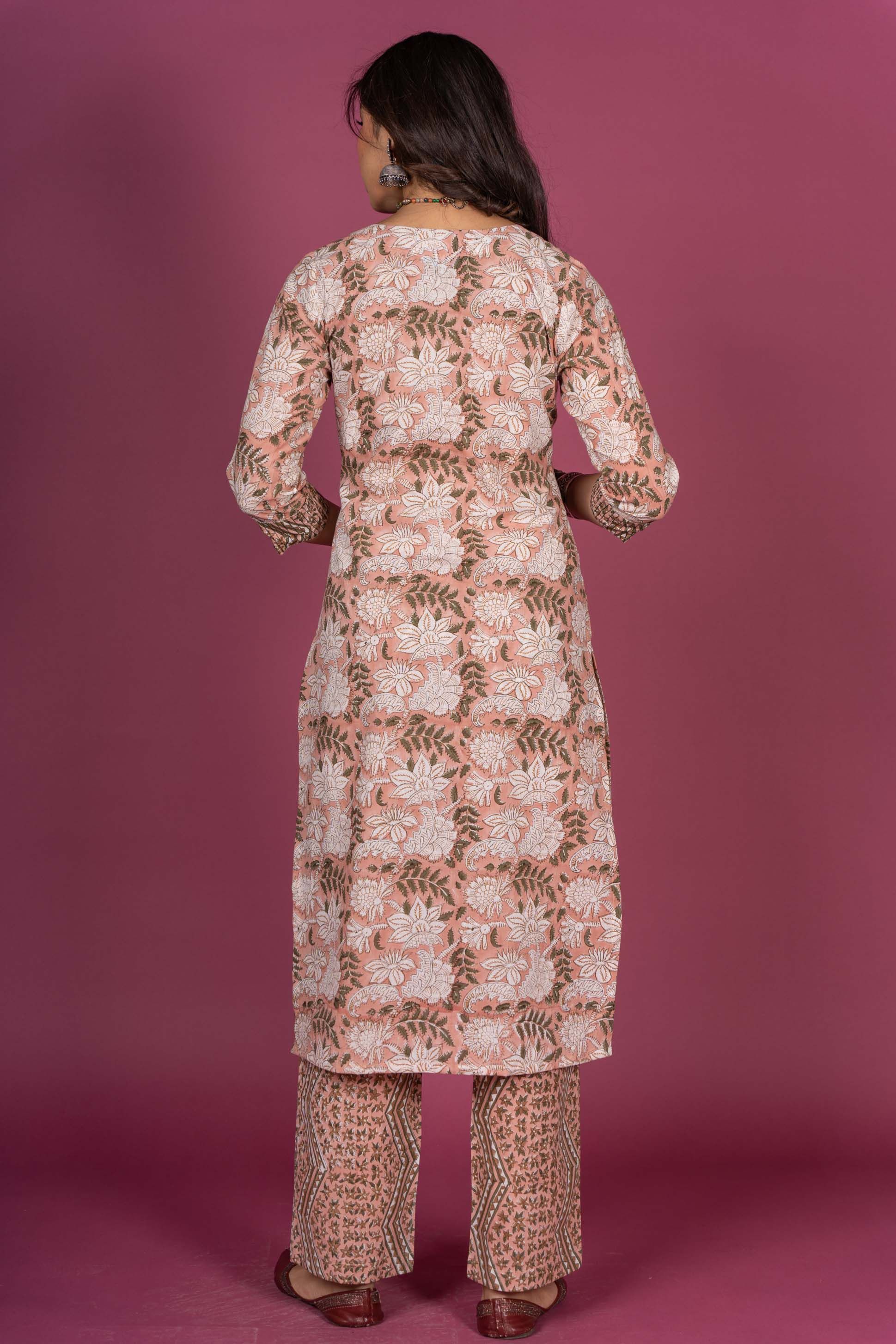 Cameo Rose Block Printed Kurta Set