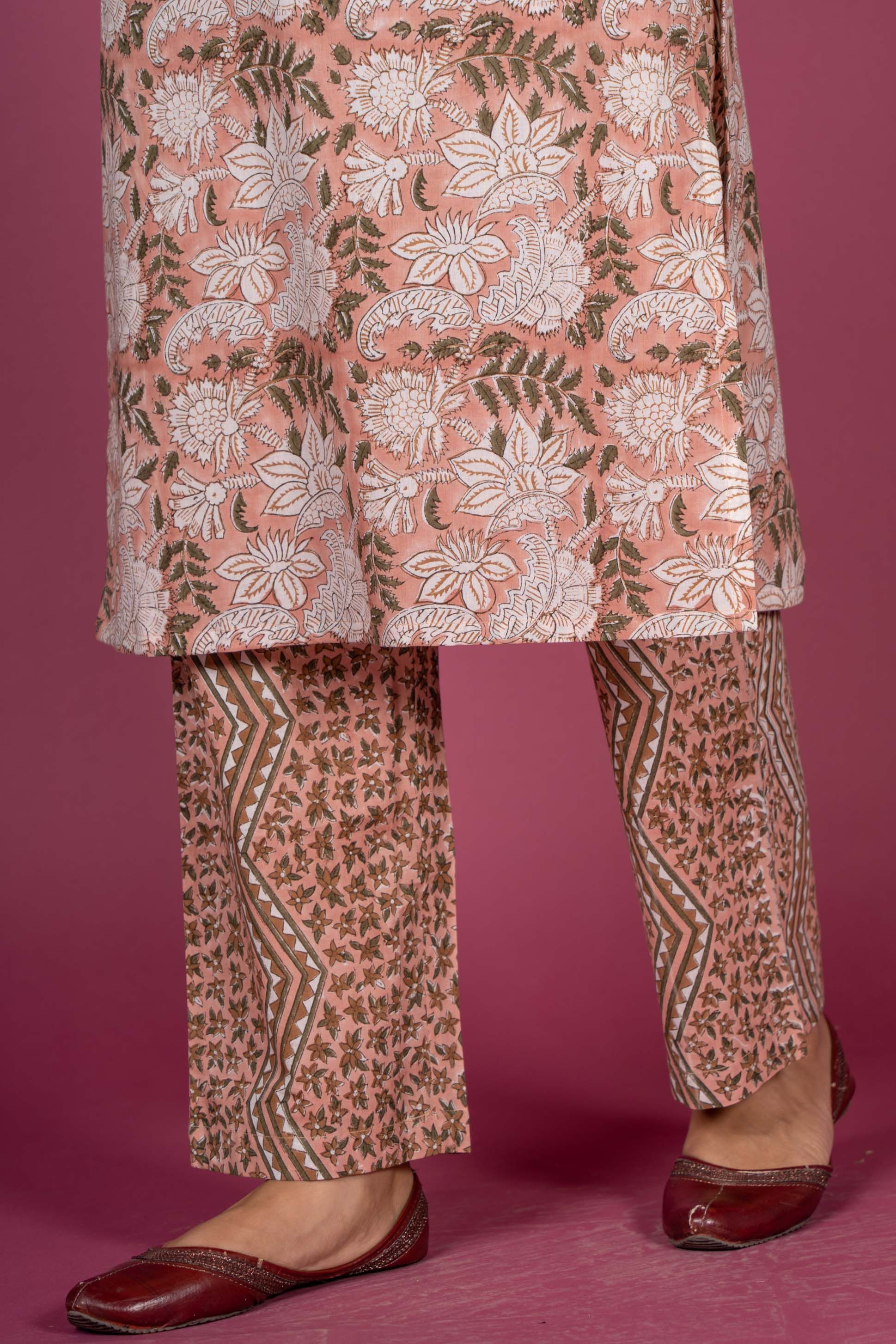 Cameo Rose Block Printed Kurta Set