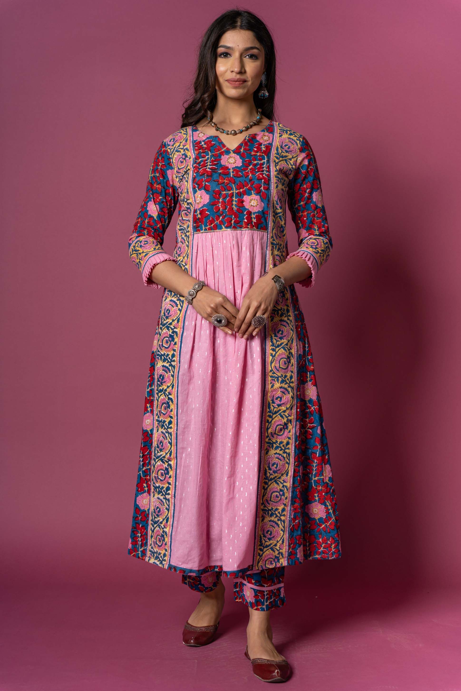 Bloom Red Block Printed Kurta 