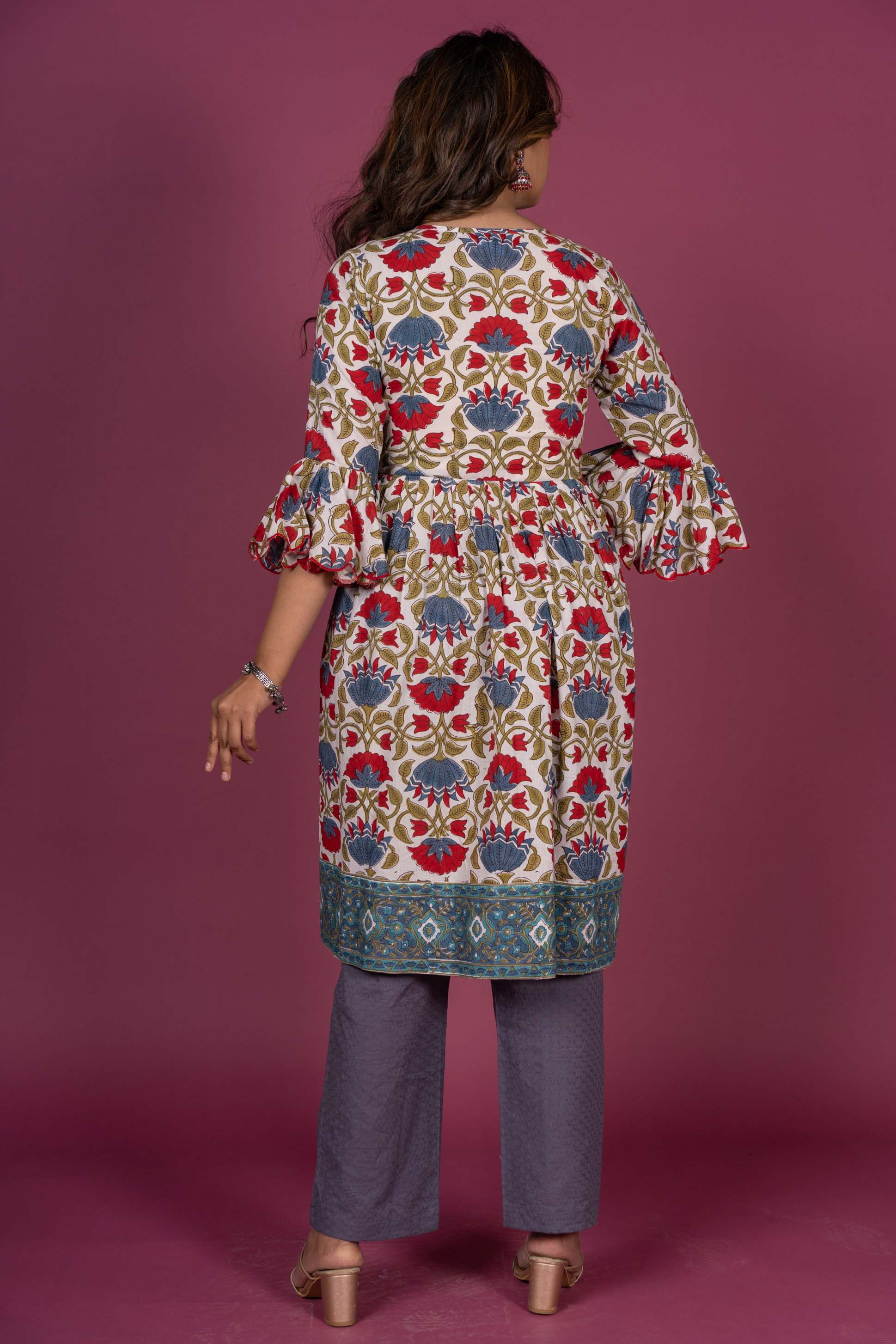 Floral Block Printed Kurta Set 