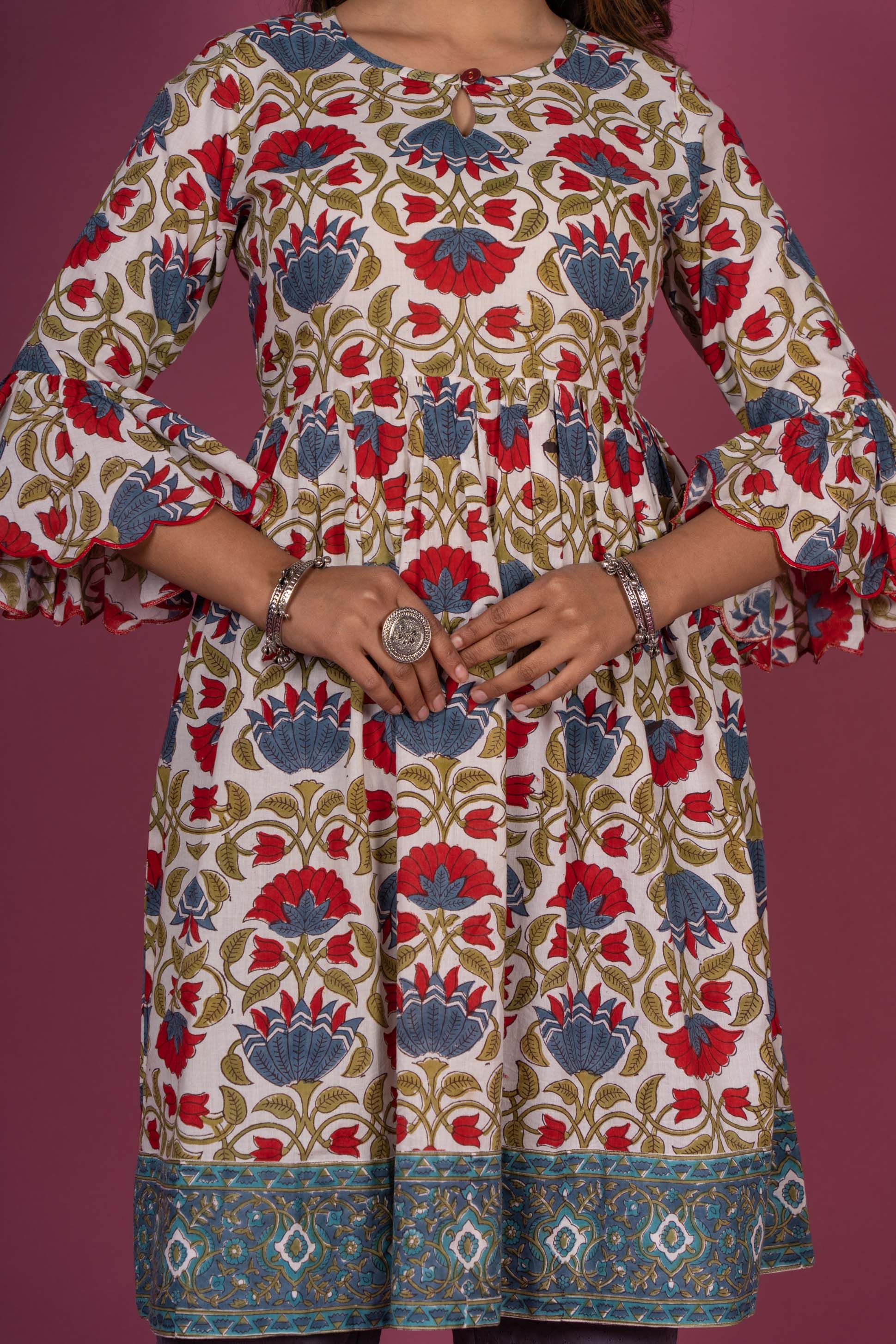 Floral Block Printed Kurta Set 