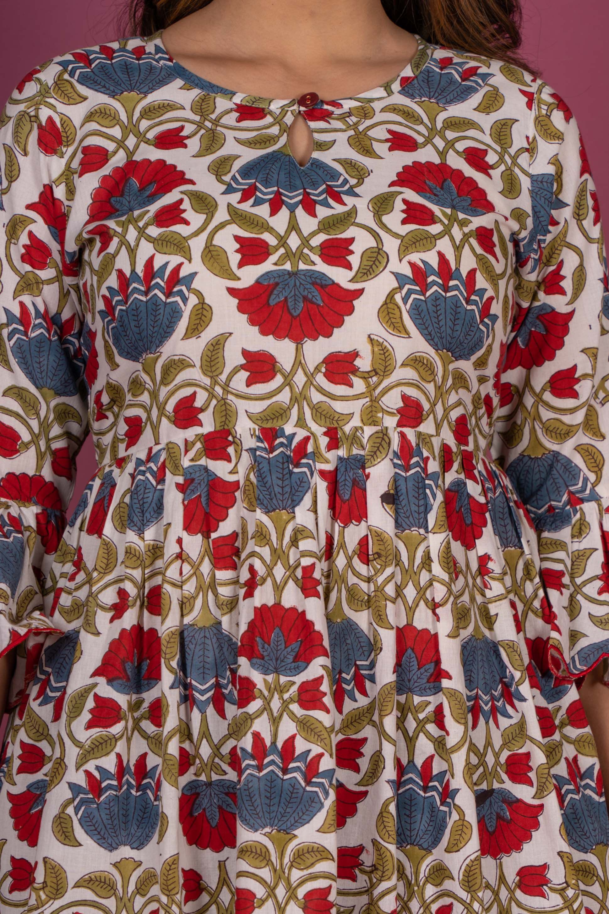 Floral Block Printed Kurta Set 