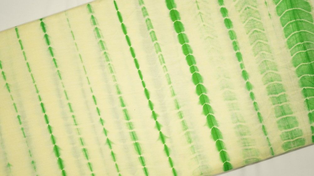 Green Shibori Banarasi Silk Cotton Fabric 