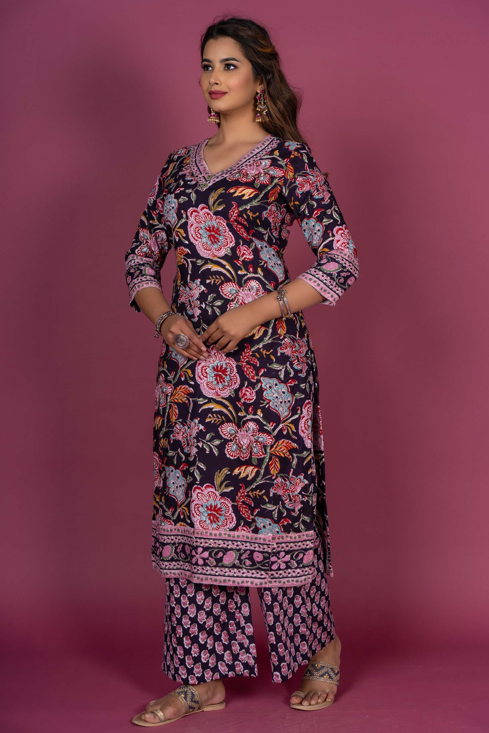 Multicolor Floral Block Printed Kurta 