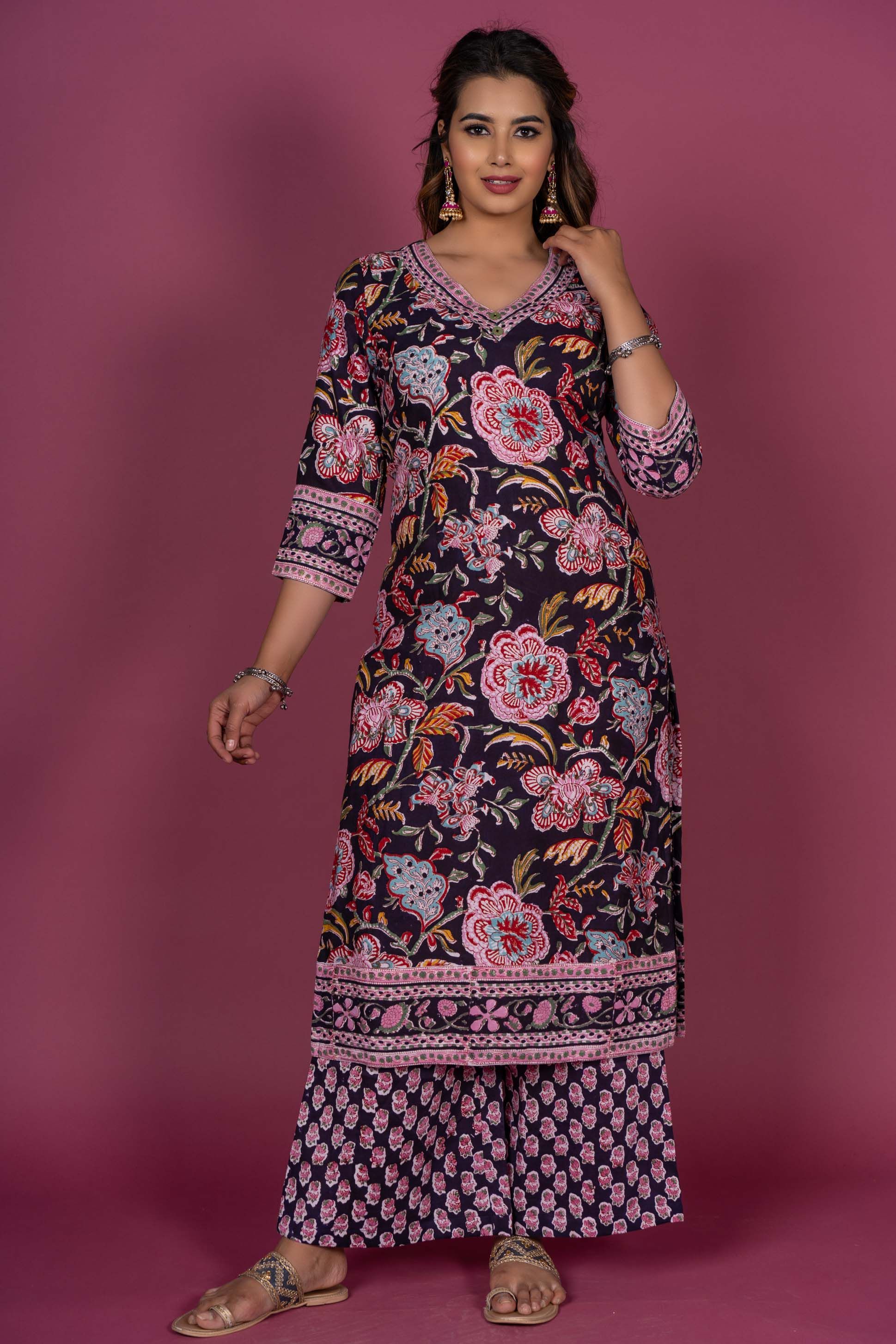 Multicolor Floral Block Printed Kurta 