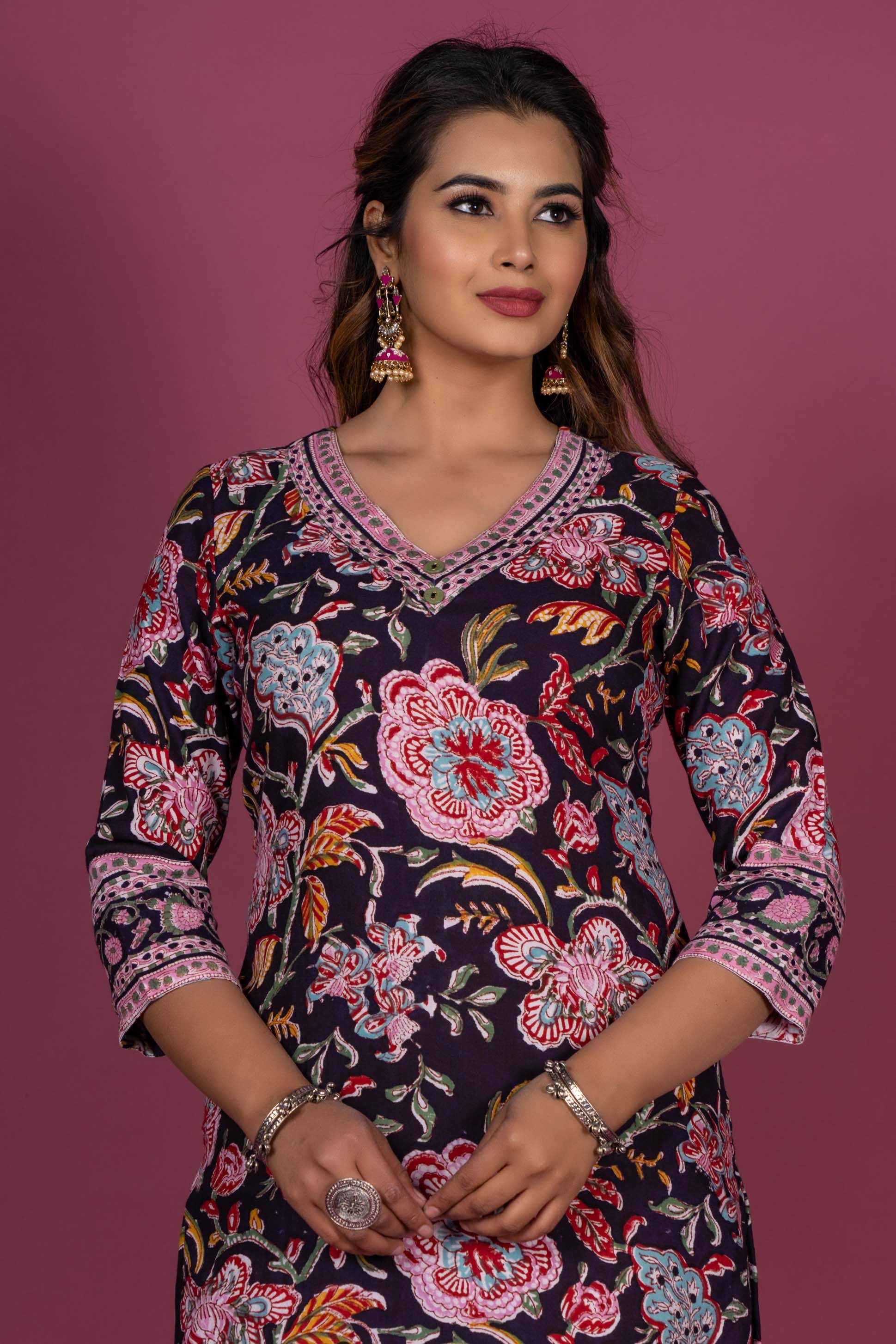 Multicolor Floral Block Printed Kurta 