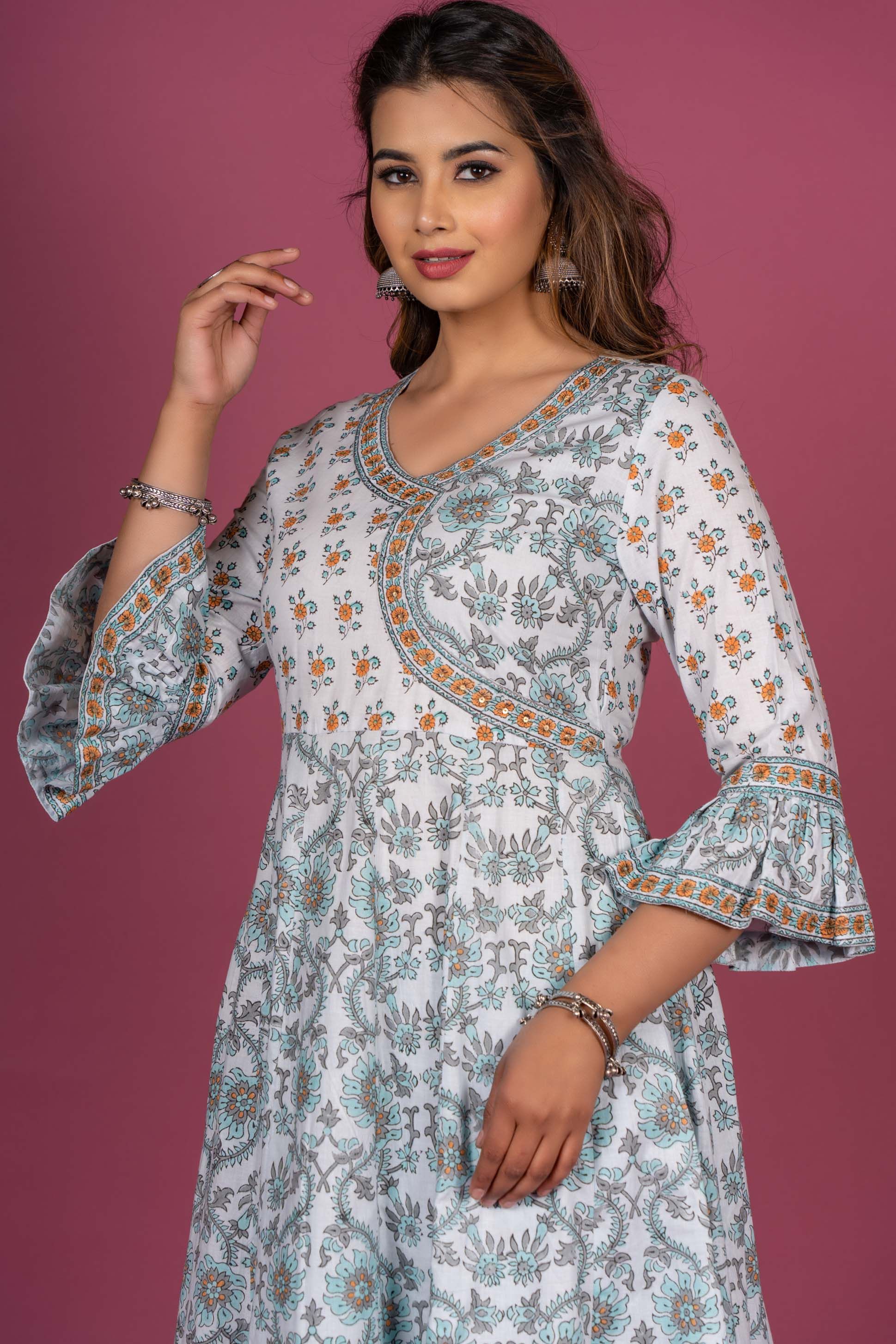 Aqua Sea Anarkali Kurta Set