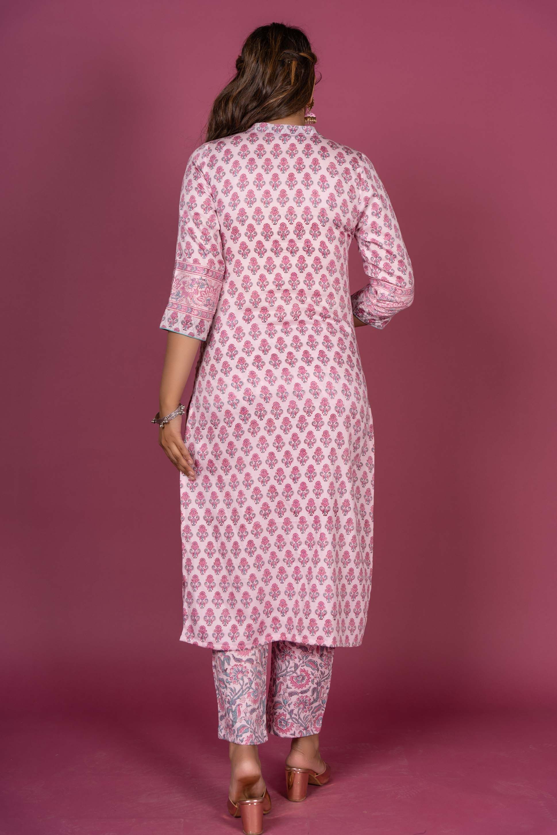 Prism Pink Block Printed Kurta 