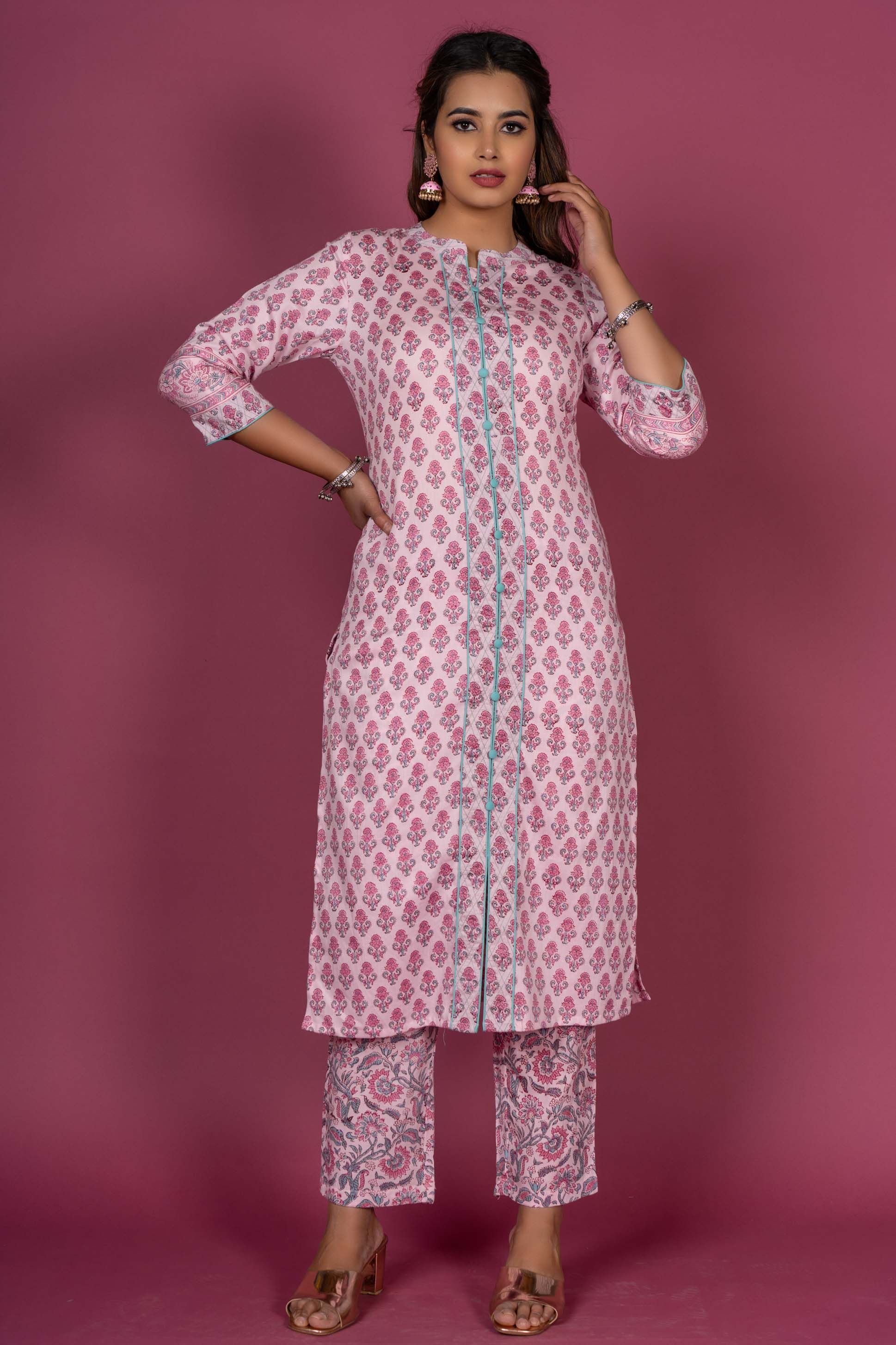 Prism Pink Block Printed Kurta 