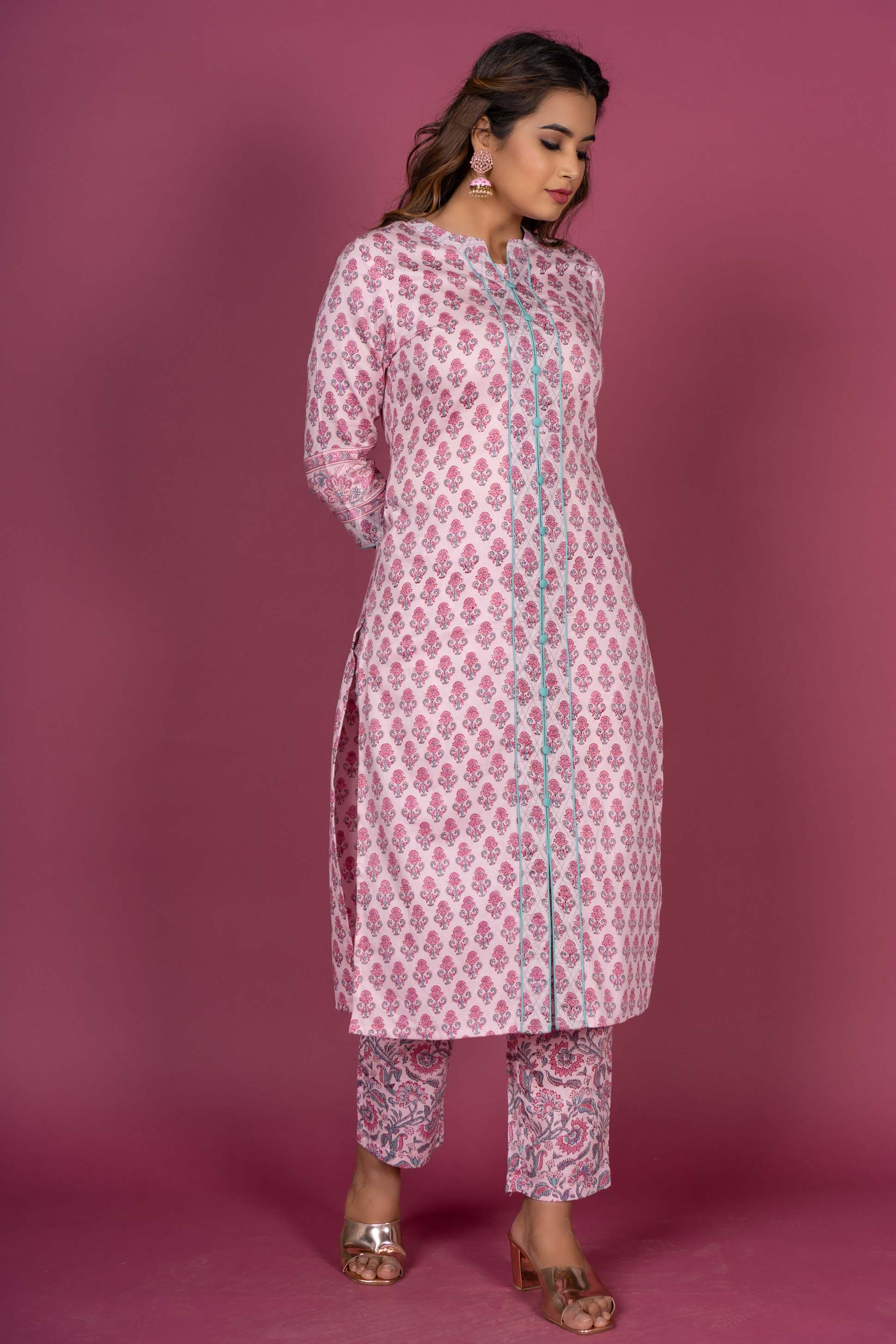 Prism Pink Block Printed Kurta 