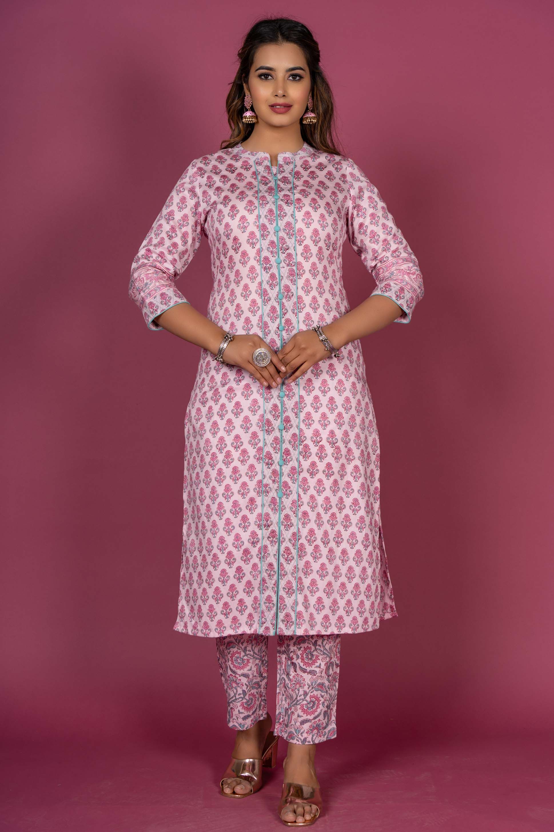 Prism Pink Block Printed Kurta 