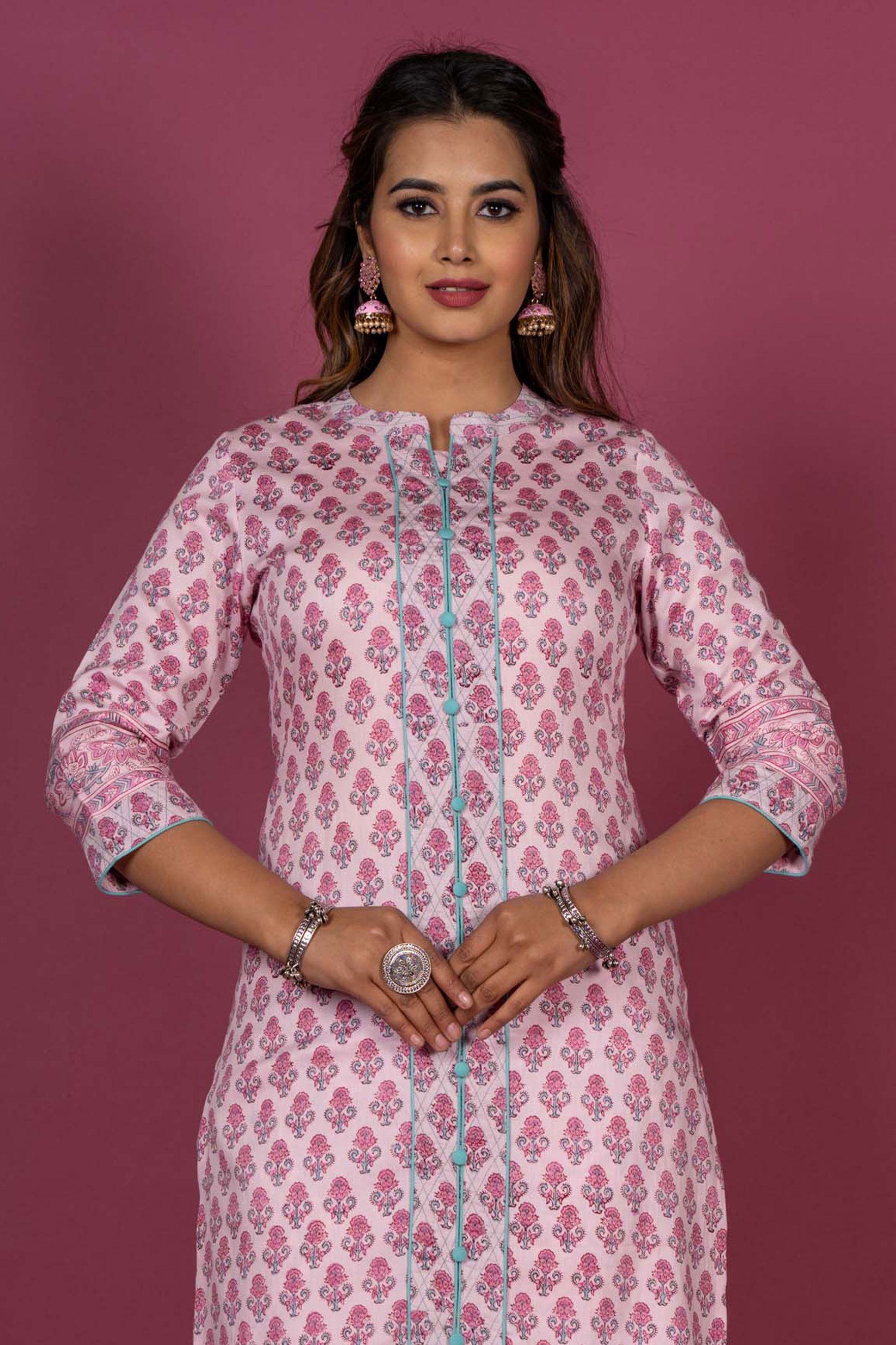 Prism Pink Block Printed Kurta 