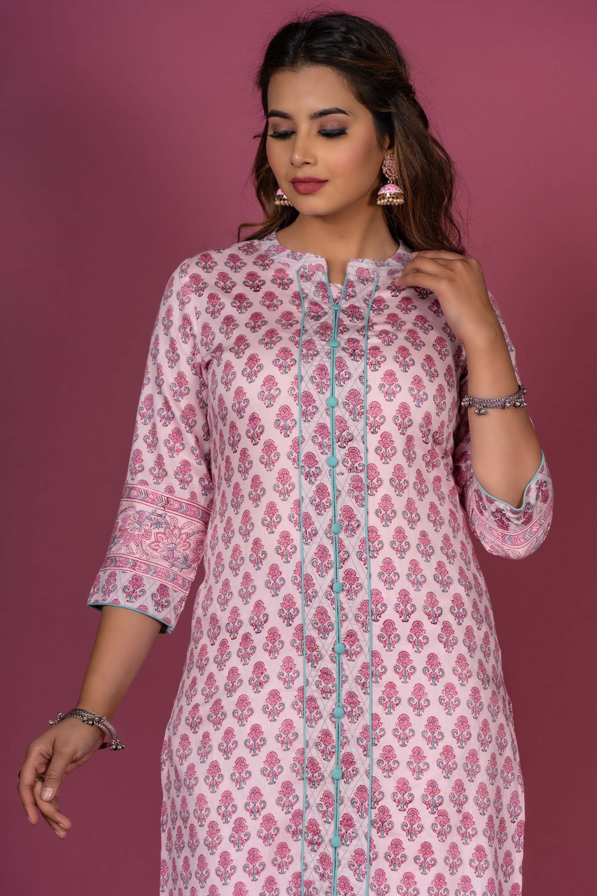 Prism Pink Block Printed Kurta 