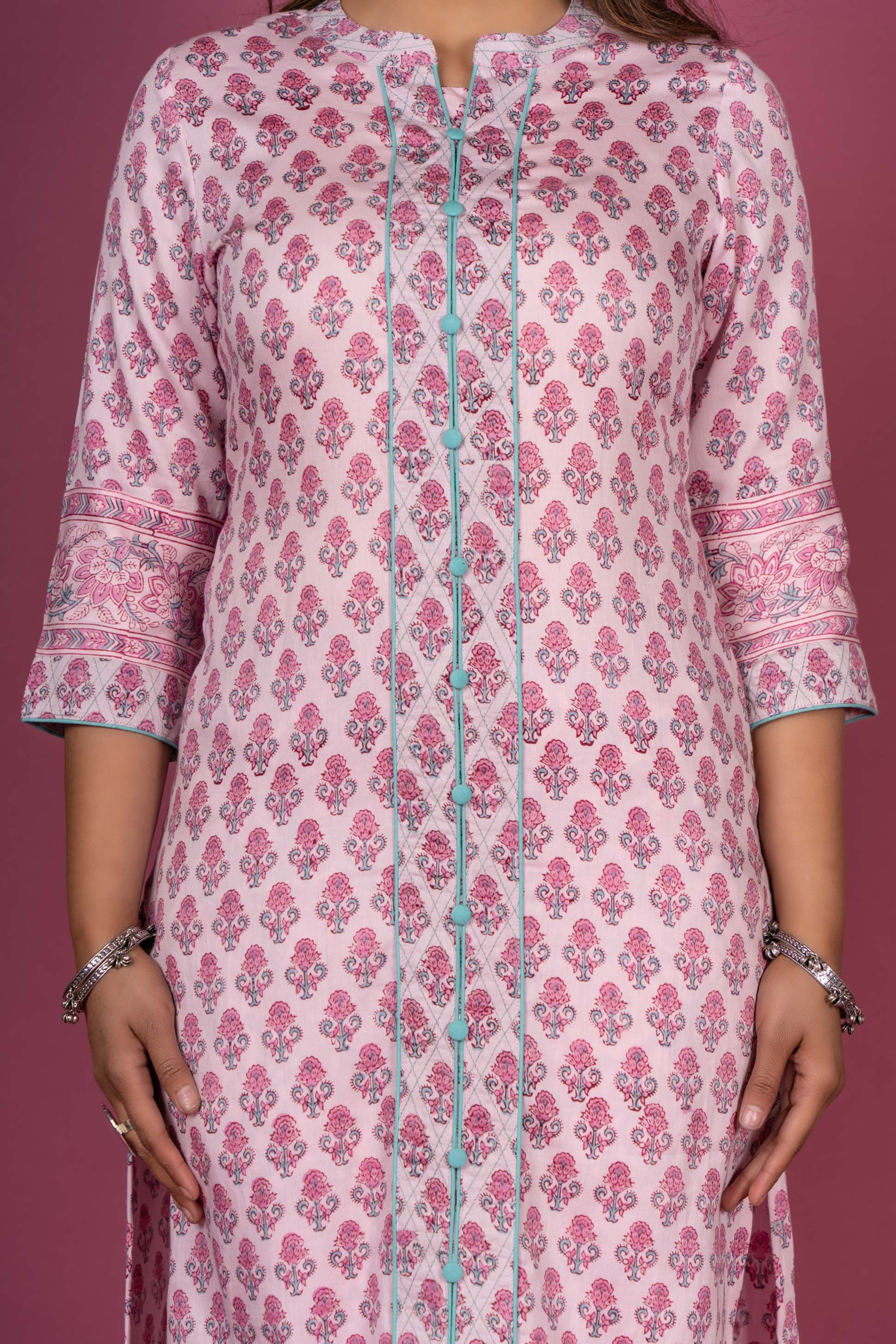 Prism Pink Block Printed Kurta 