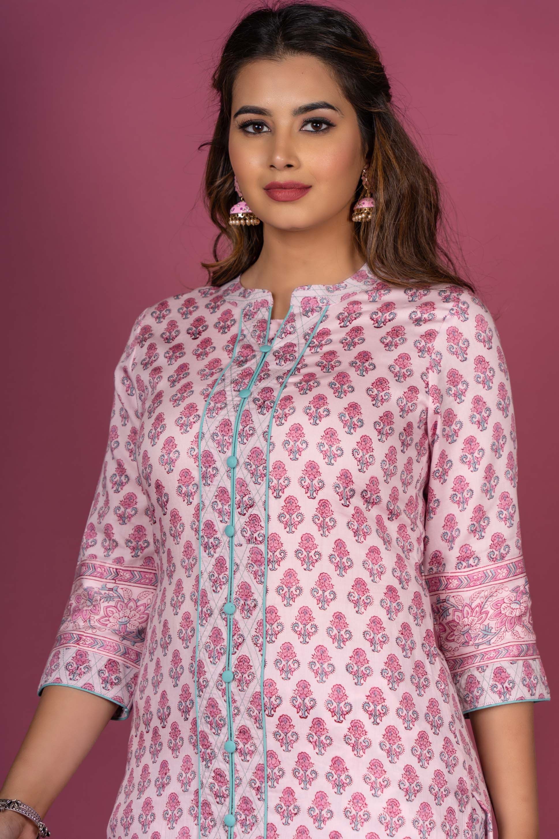 Prism Pink Block Printed Kurta 