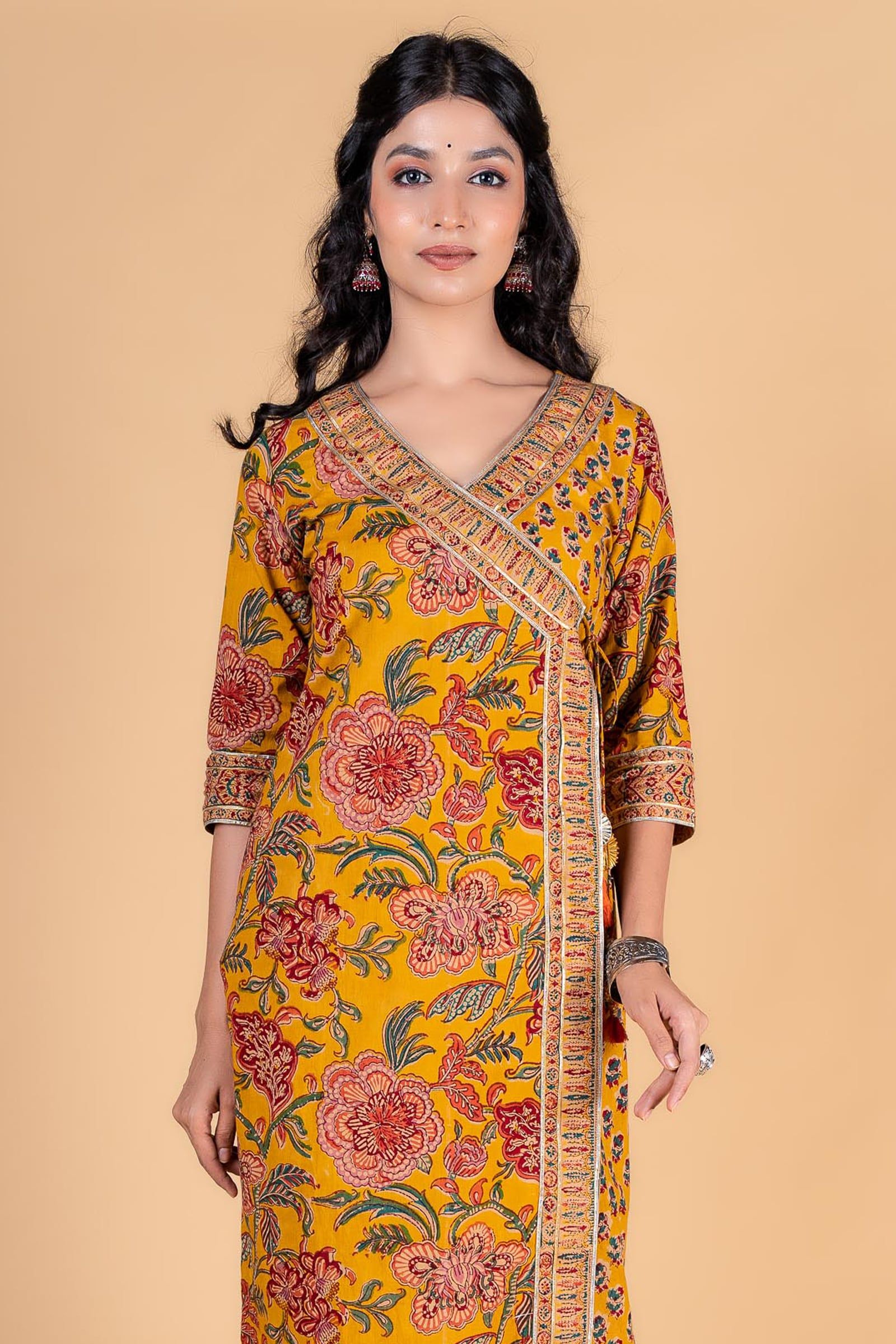 Golden Nugget Block Printed Angrakha Kurta 