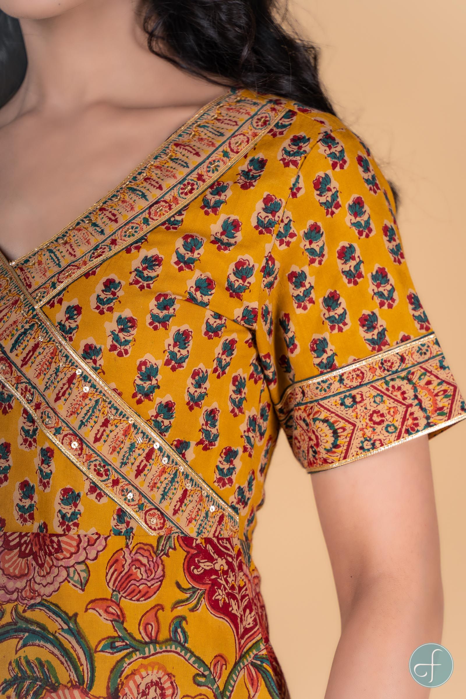 Antique Mustard Block Printed Kurta 