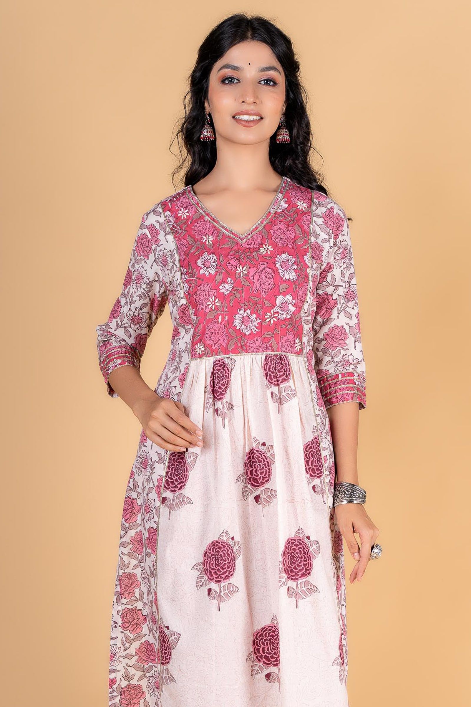 Blush Pink Block Printed Kurta 