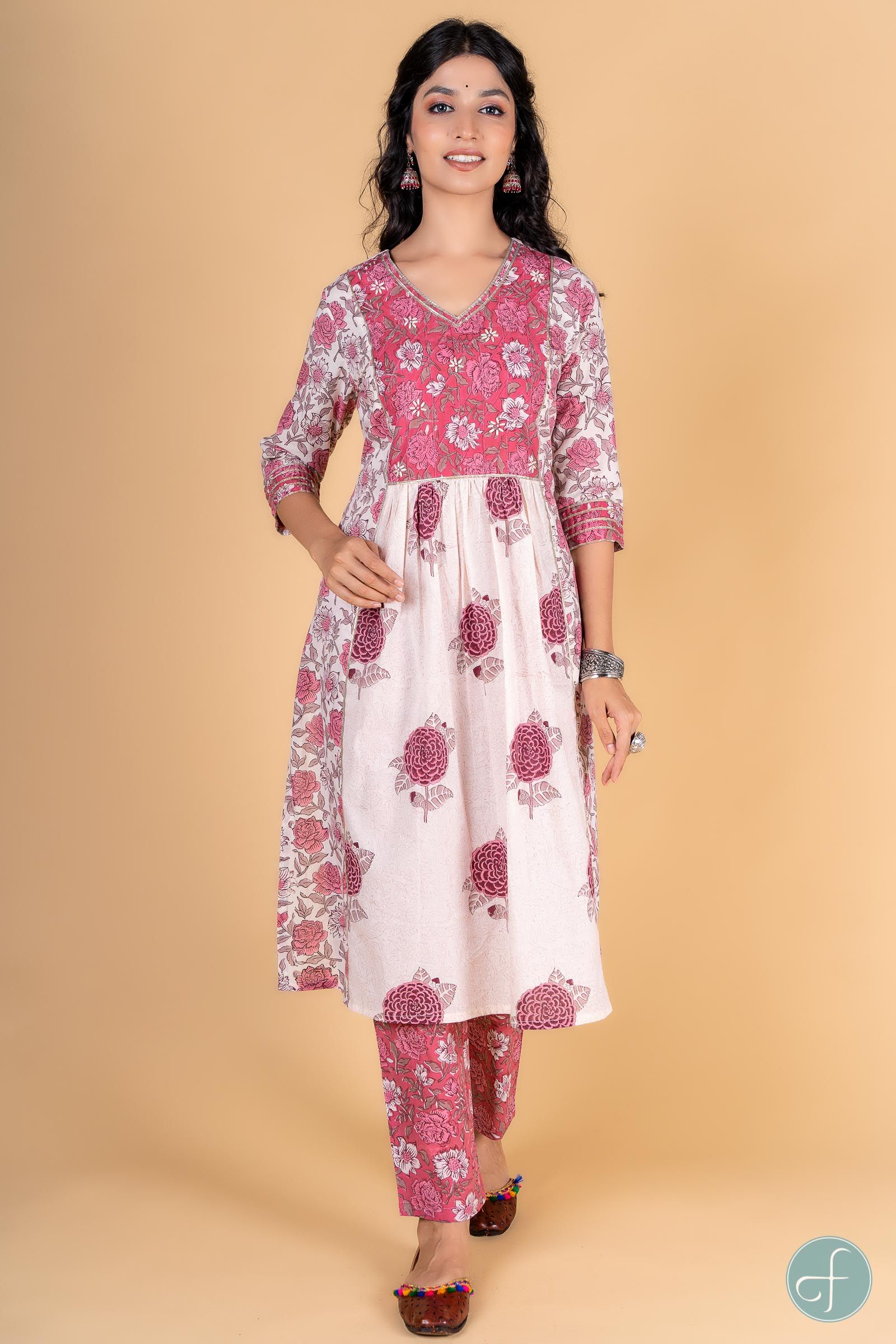 Blush Pink Block Printed Kurta 