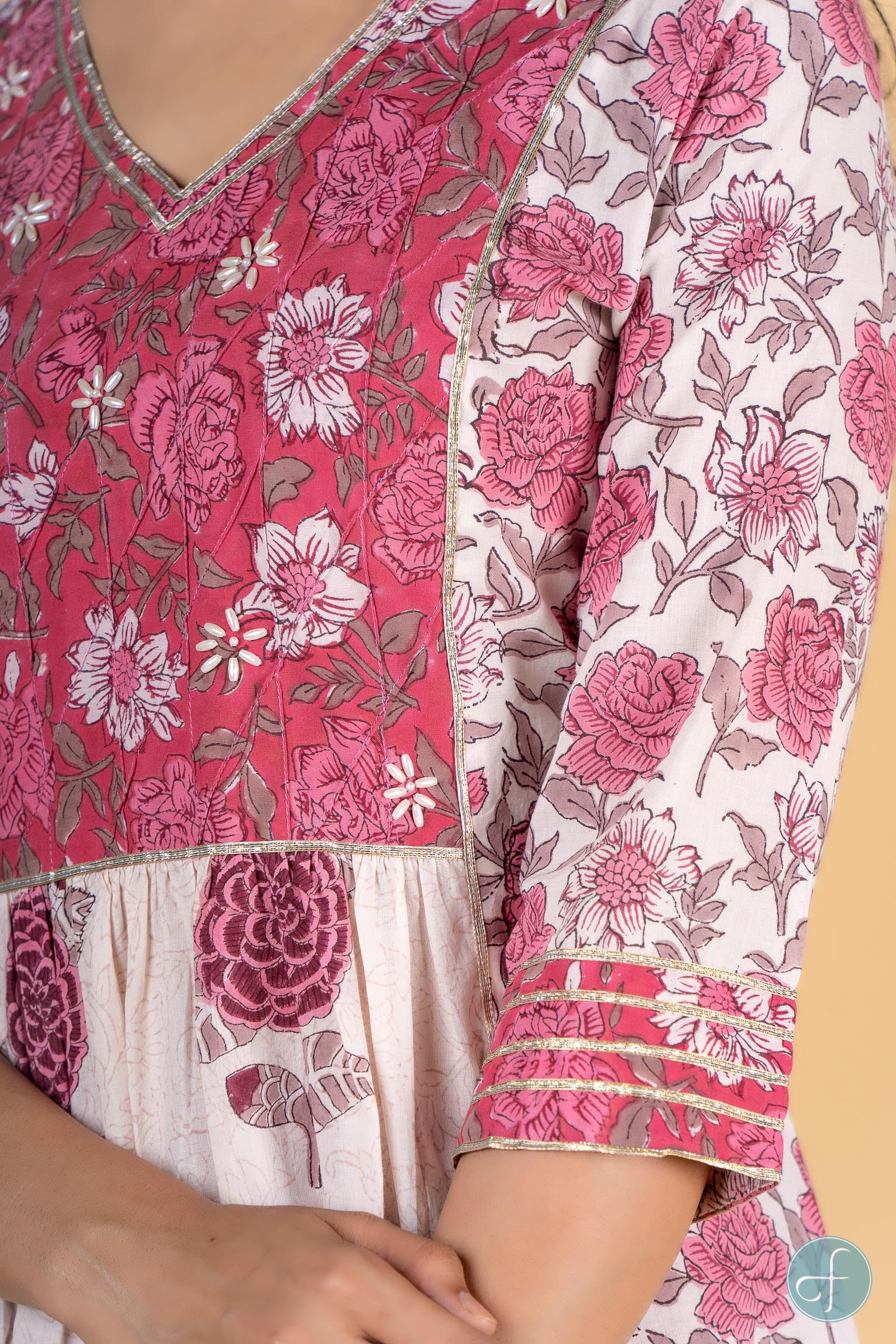 Blush Pink Block Printed Kurta 