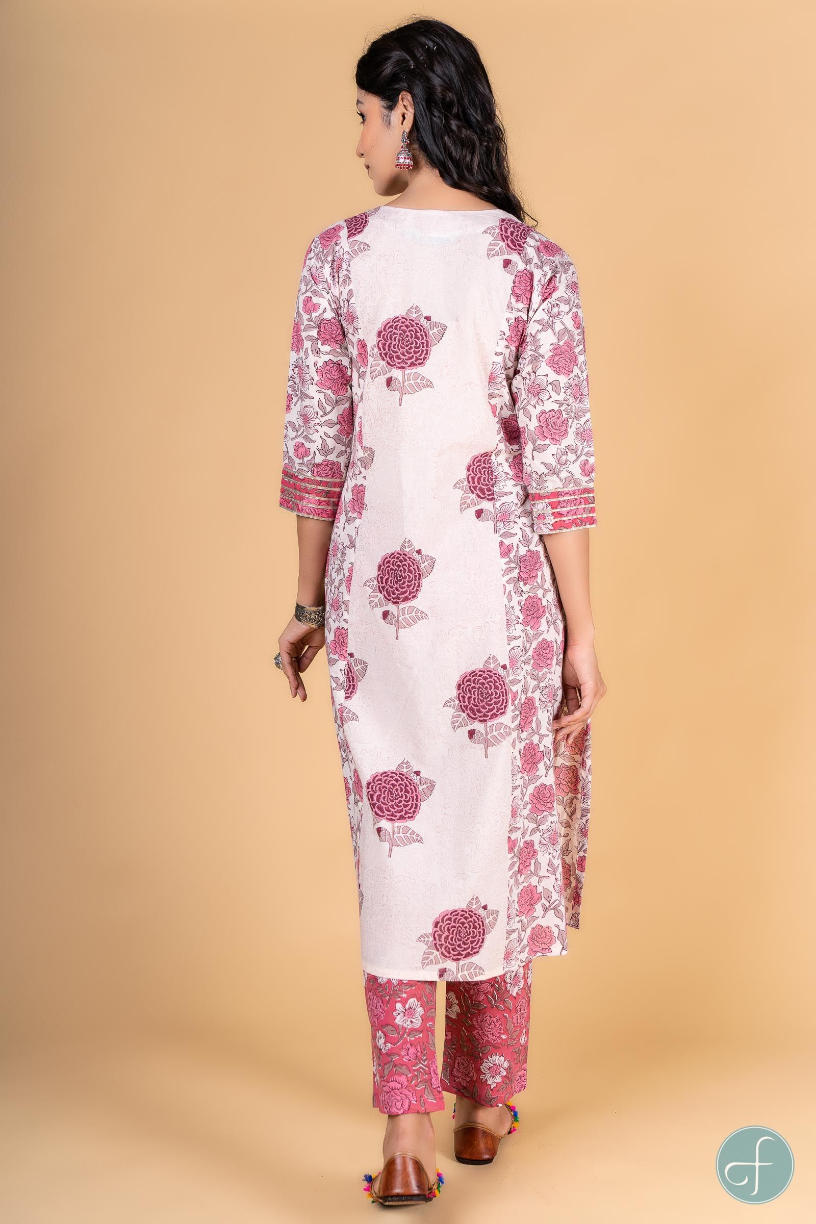 Blush Pink Block Printed Kurta 