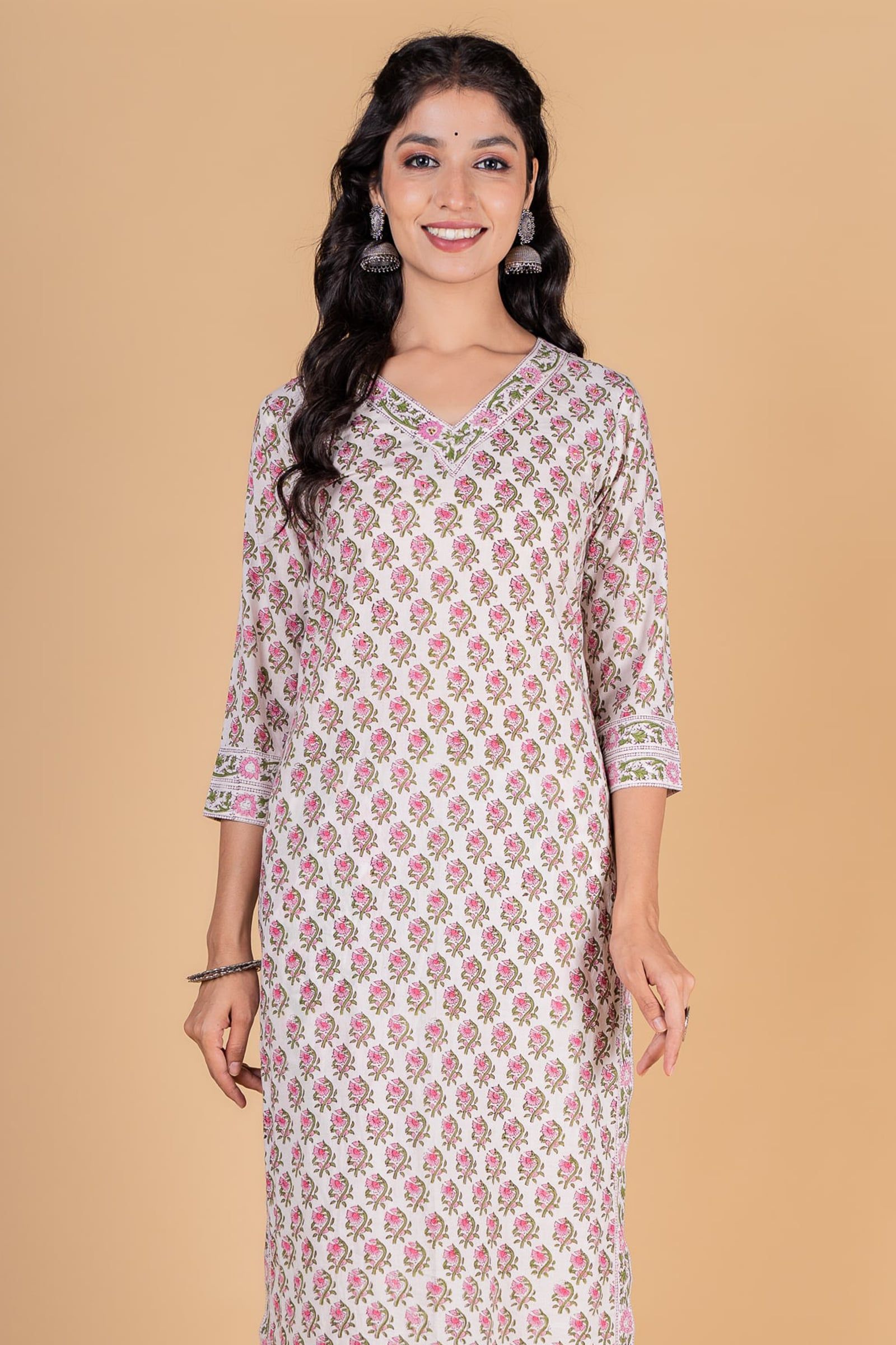 Garden Floral Block Printed Kurta 