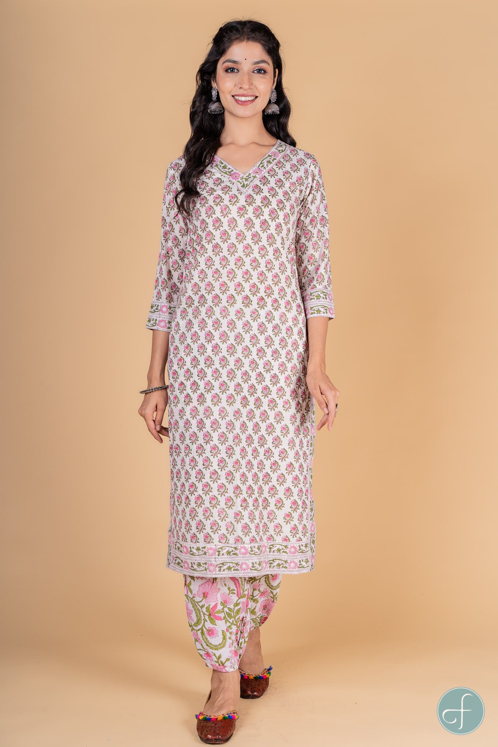 Garden Floral Block Printed Kurta 