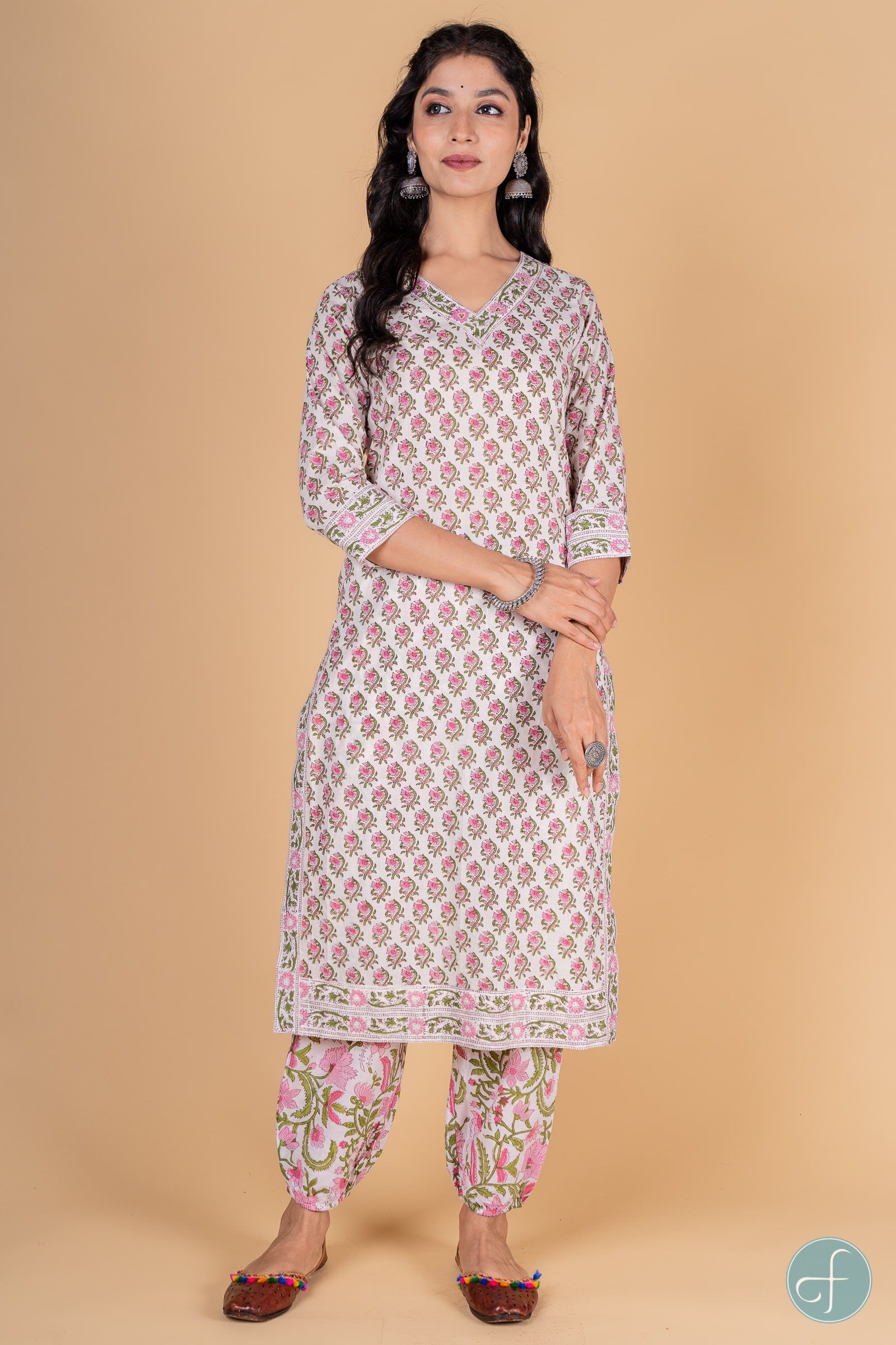 Garden Floral Block Printed Kurta 