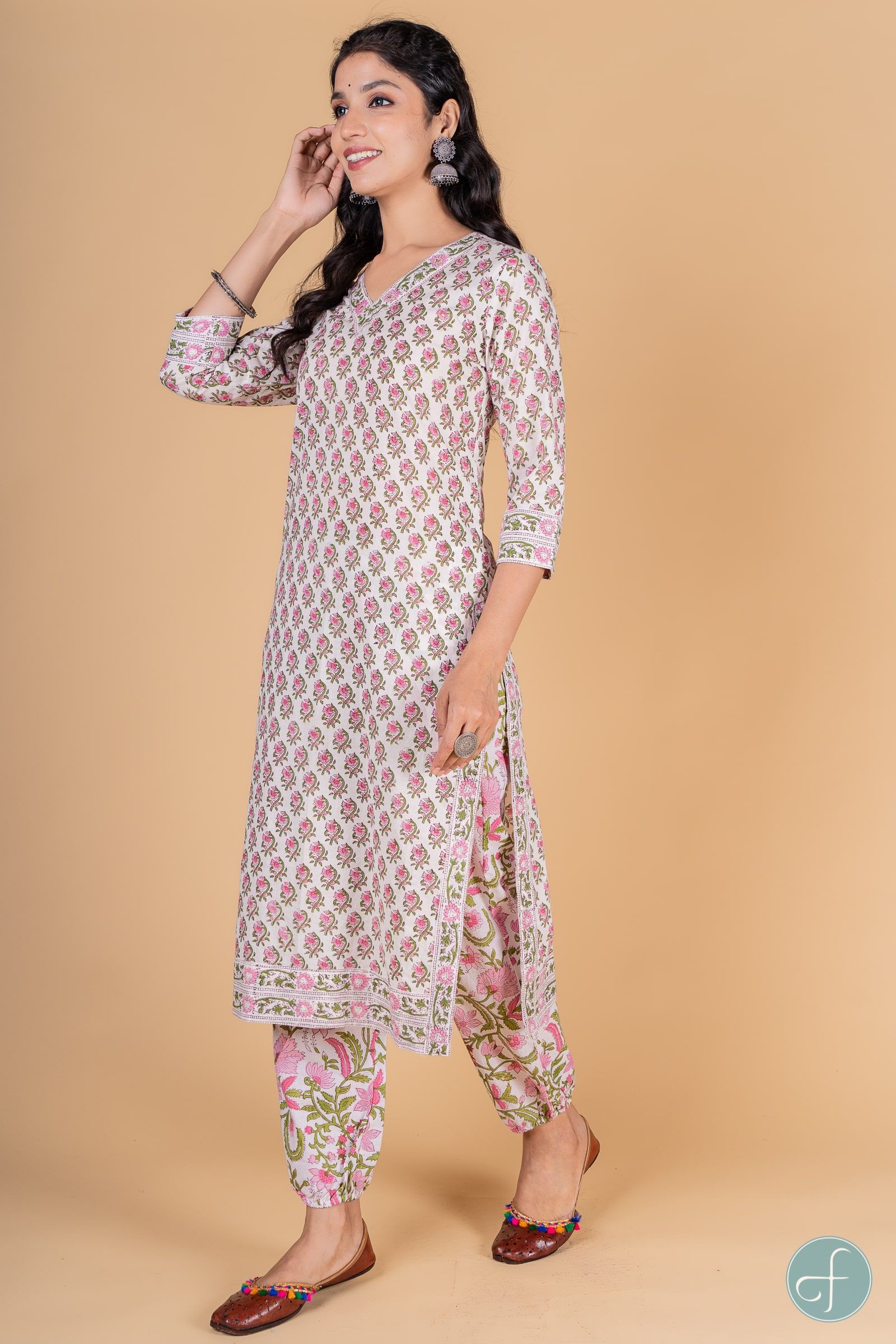 Garden Floral Block Printed Kurta 